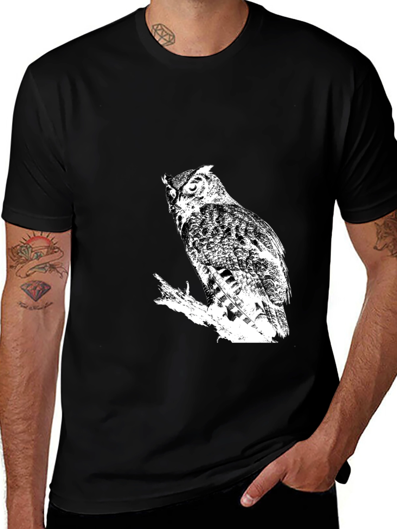 Variant 24 of Owl Graphic Black T-Shirt - Unique Design
