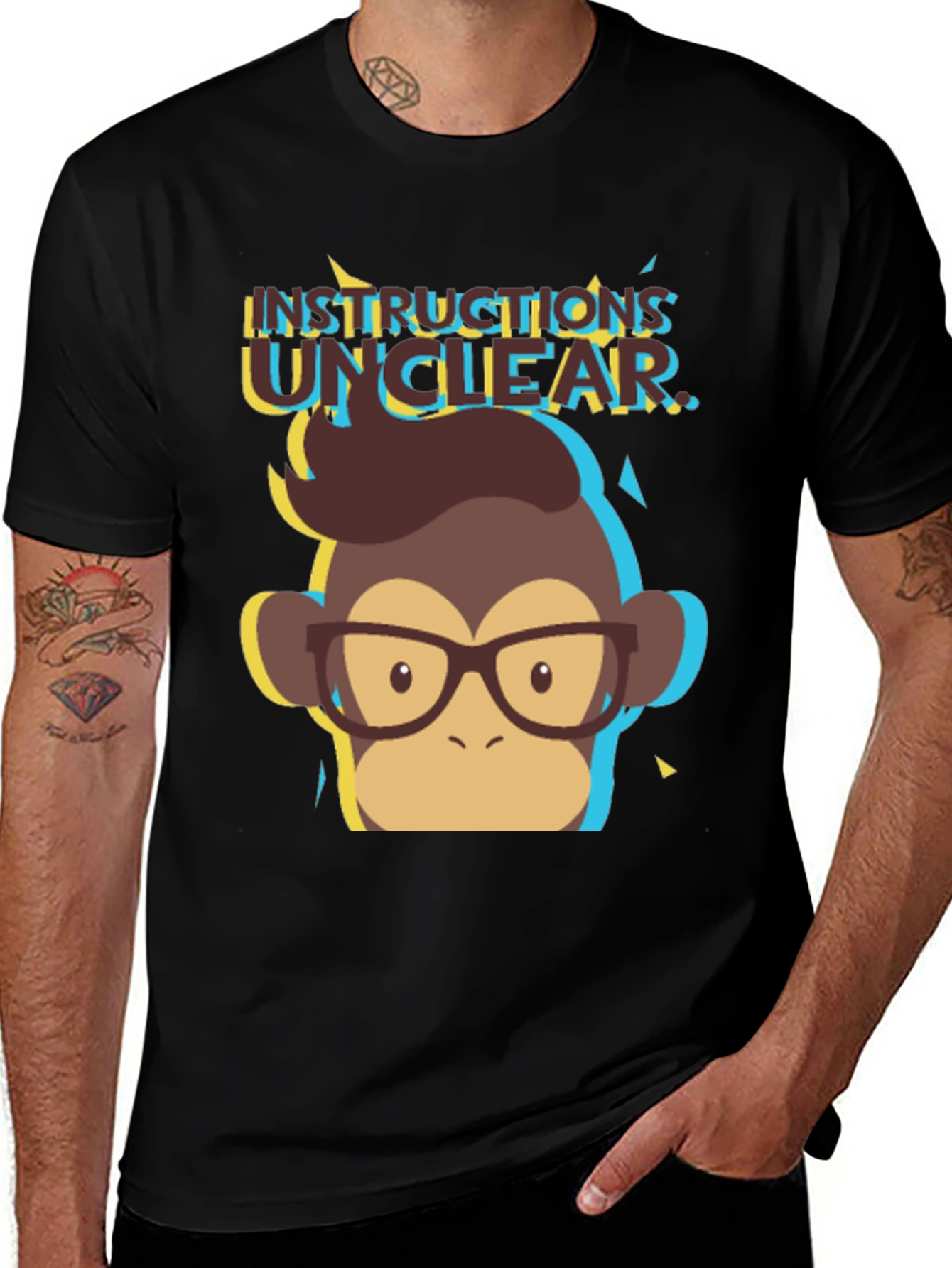 Instructions Unclear Monkey Graphic Tee - Black T-Shirt
