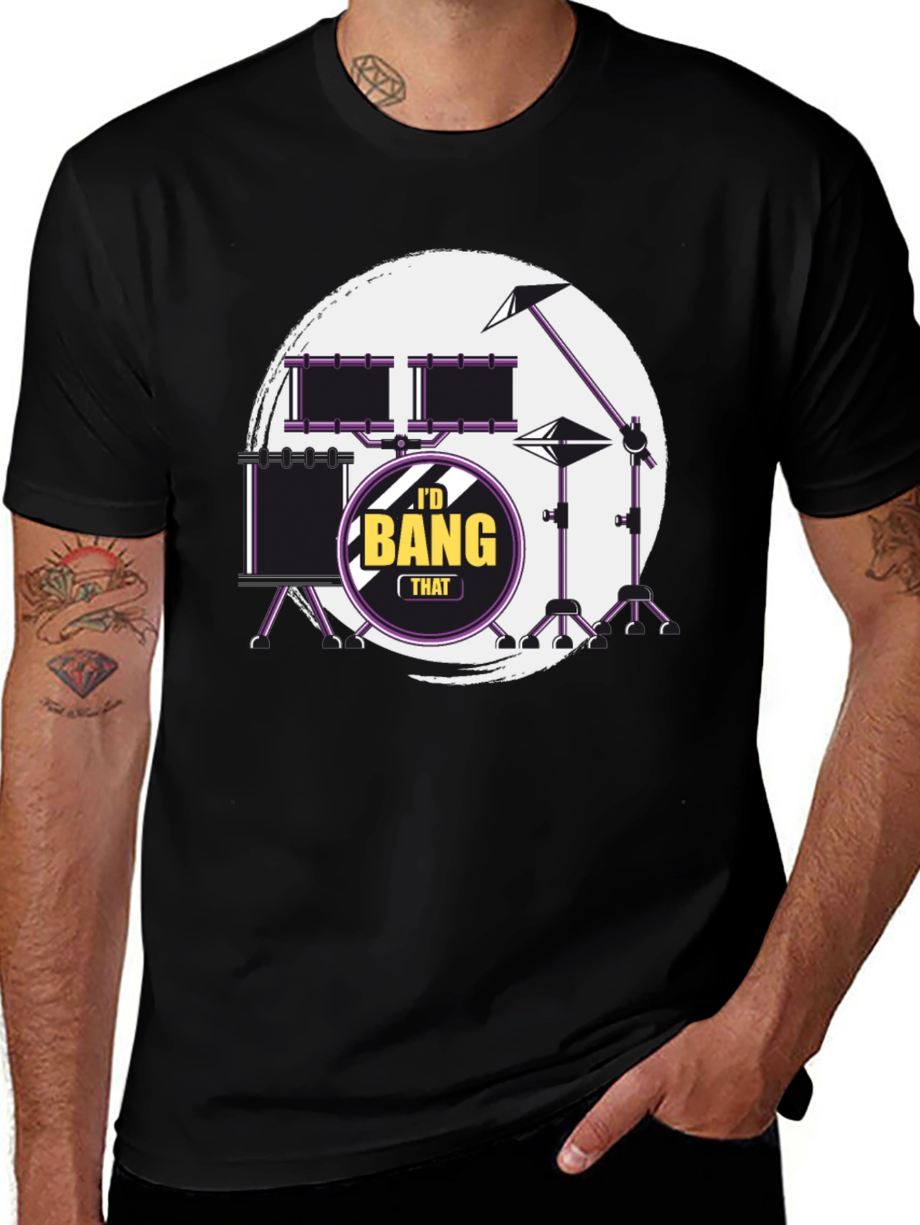 Variant 11 of I'd Bang That Drummer Black T-Shirt