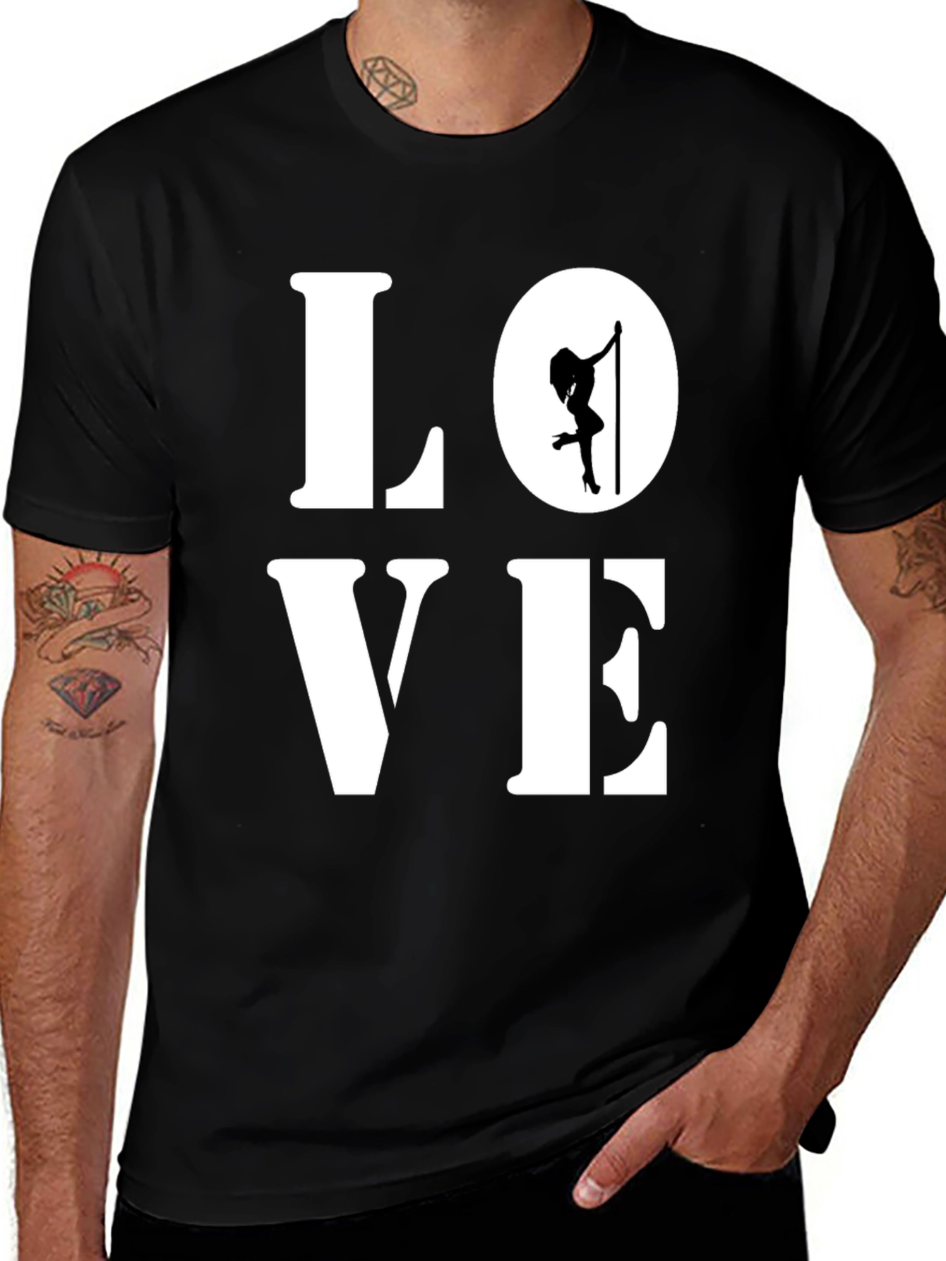 Variant 28 of LOVE Pole Dancer T-Shirt - Black Graphic Tee