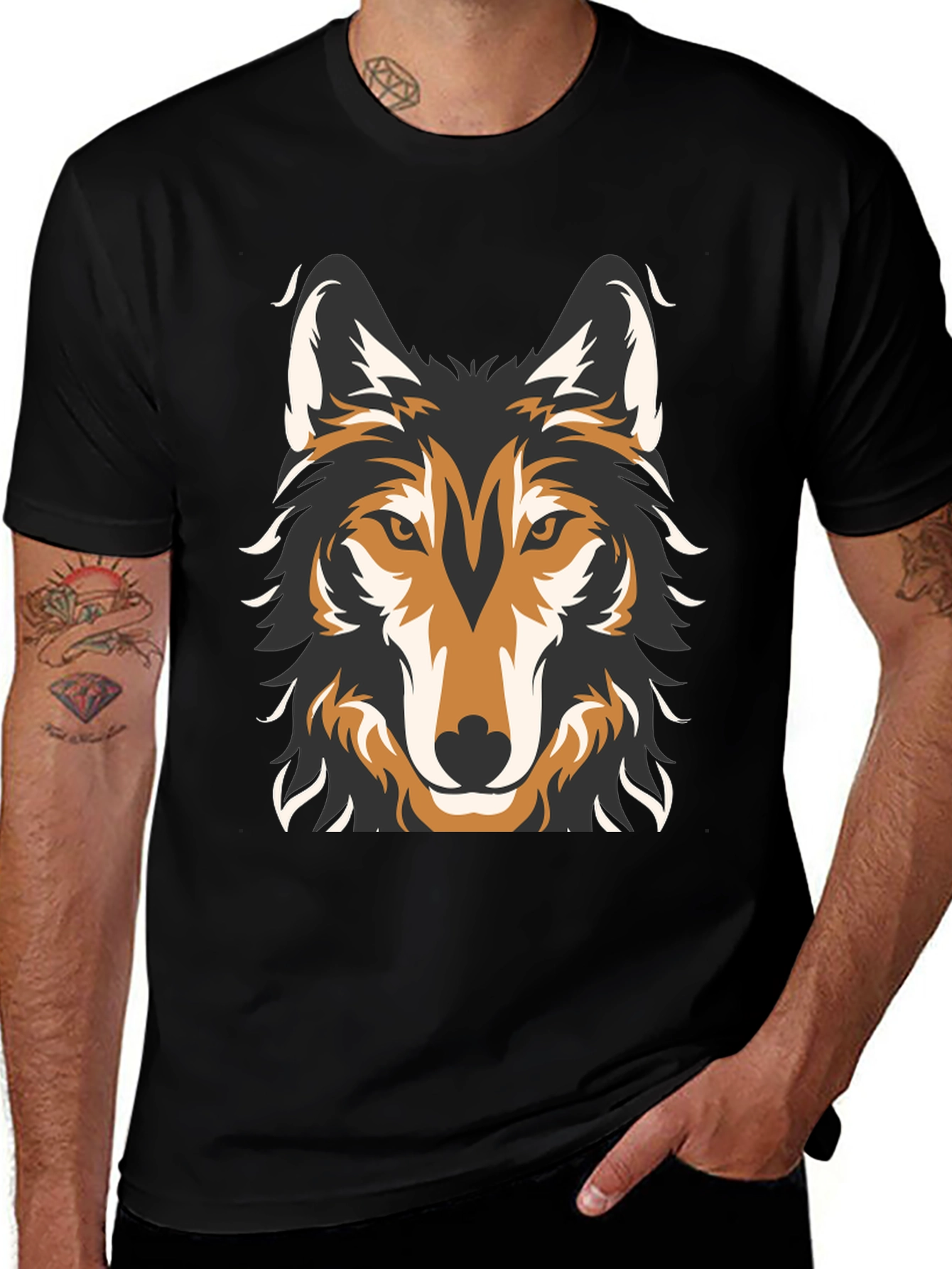 Variant 8 of Wolf Graphic Print Black T-Shirt