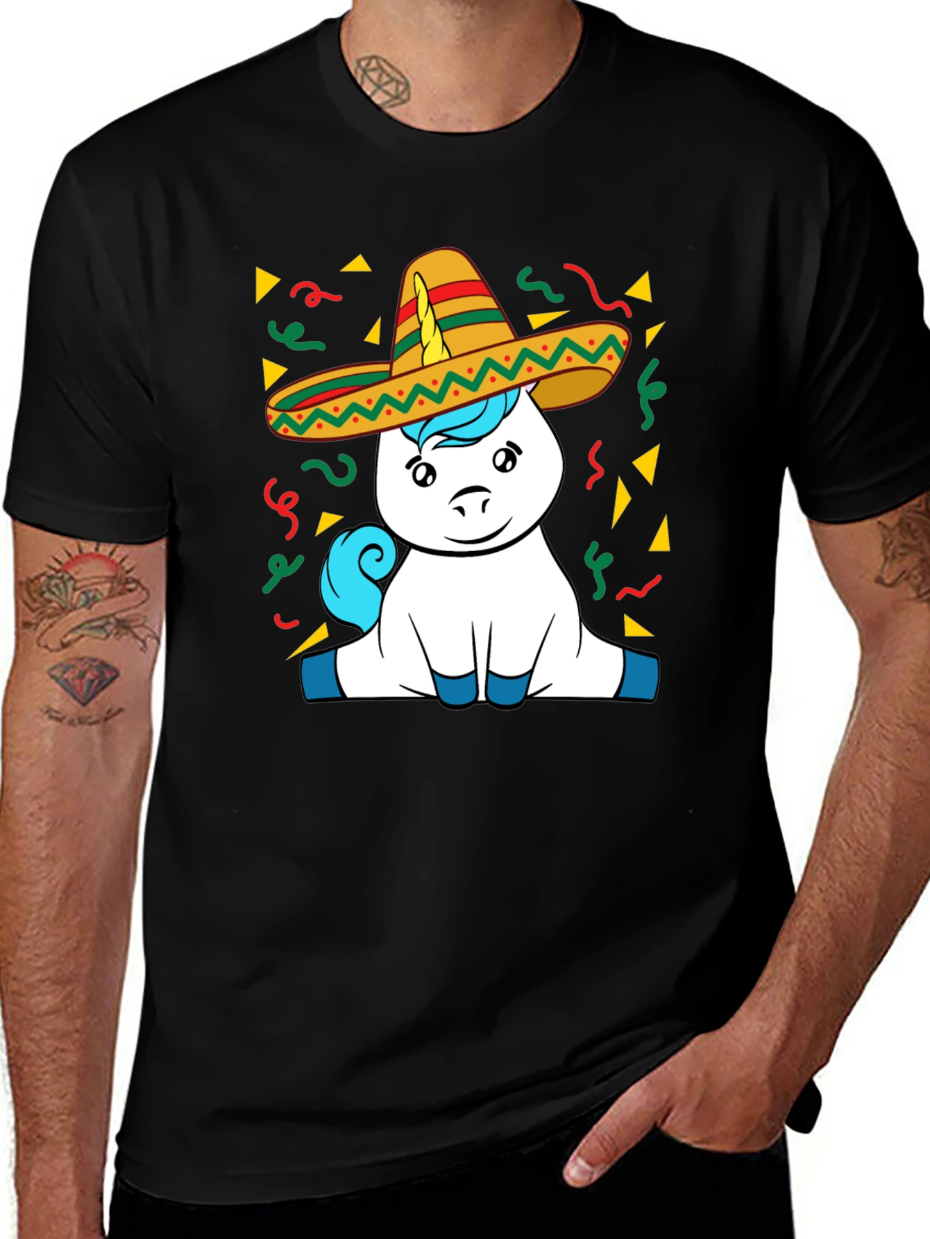 Unicorn Cinco De Mayo Black T-Shirt