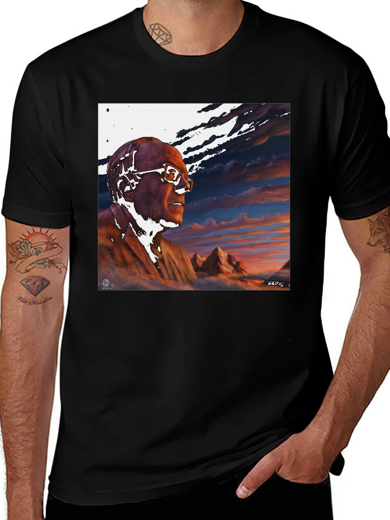 Artistic Portrait Black T-Shirt