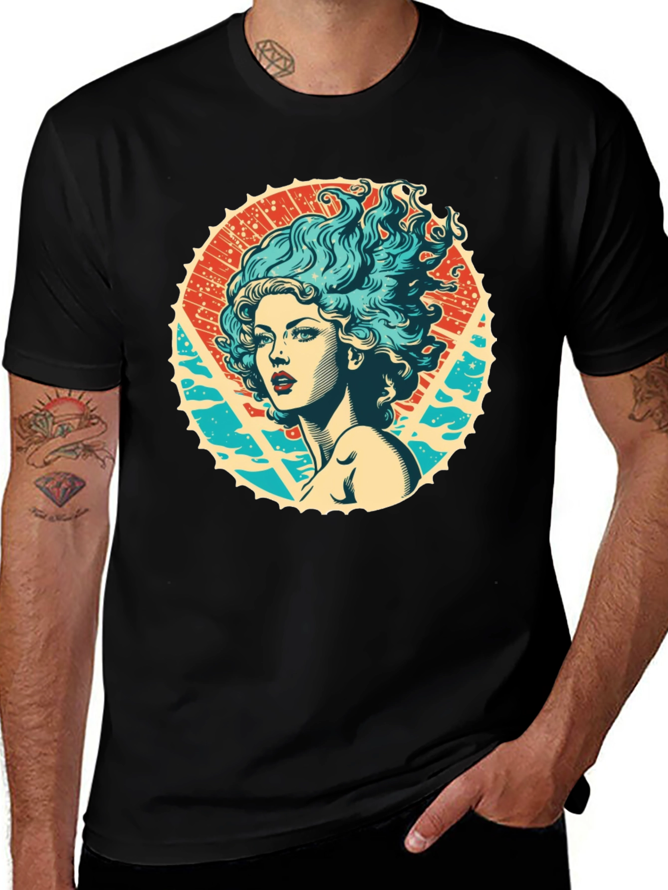 Variant 18 of Vintage Mermaid Graphic Tee - Unique Design