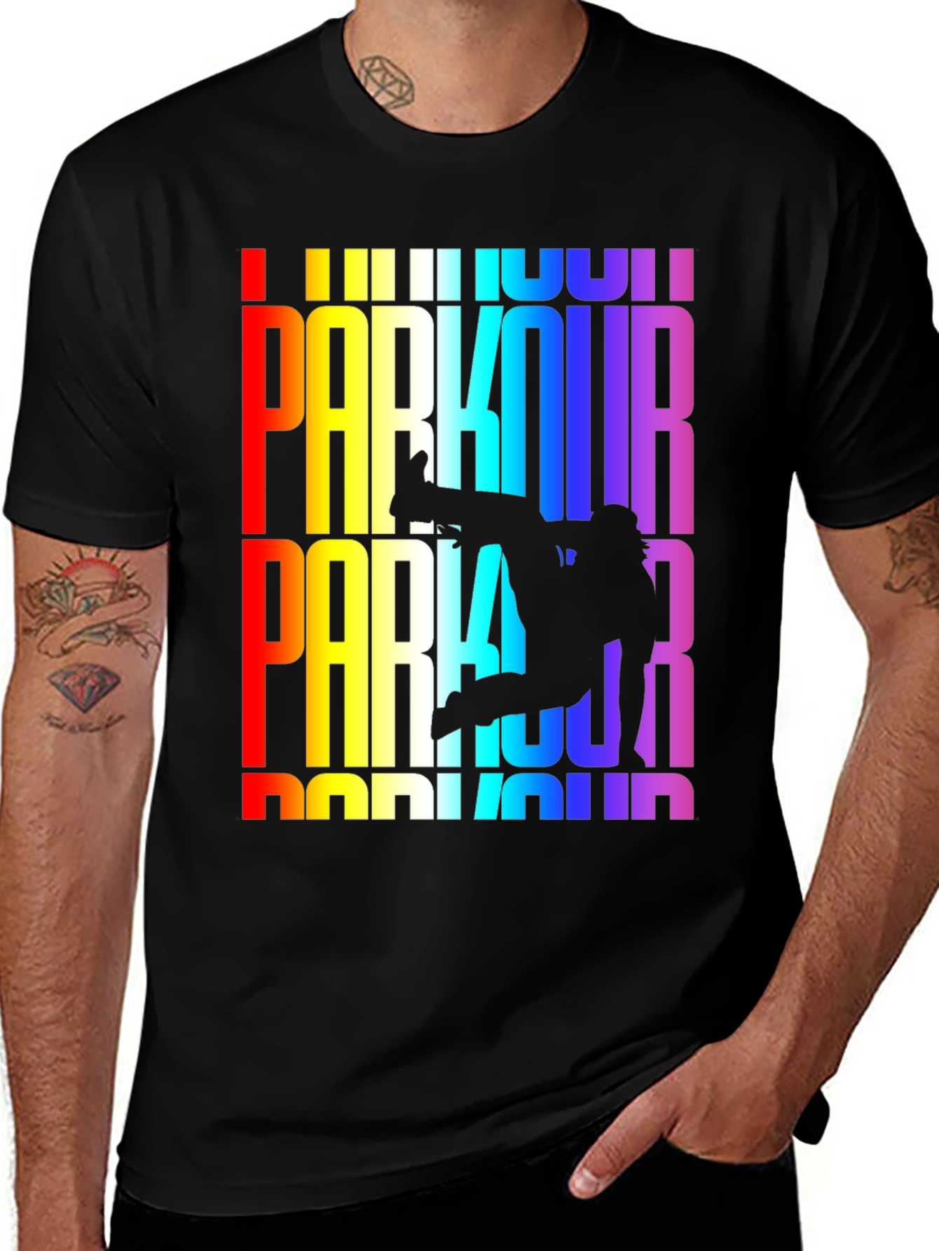 Variant 17 of Rainbow Parkour Graphic Tee - Black