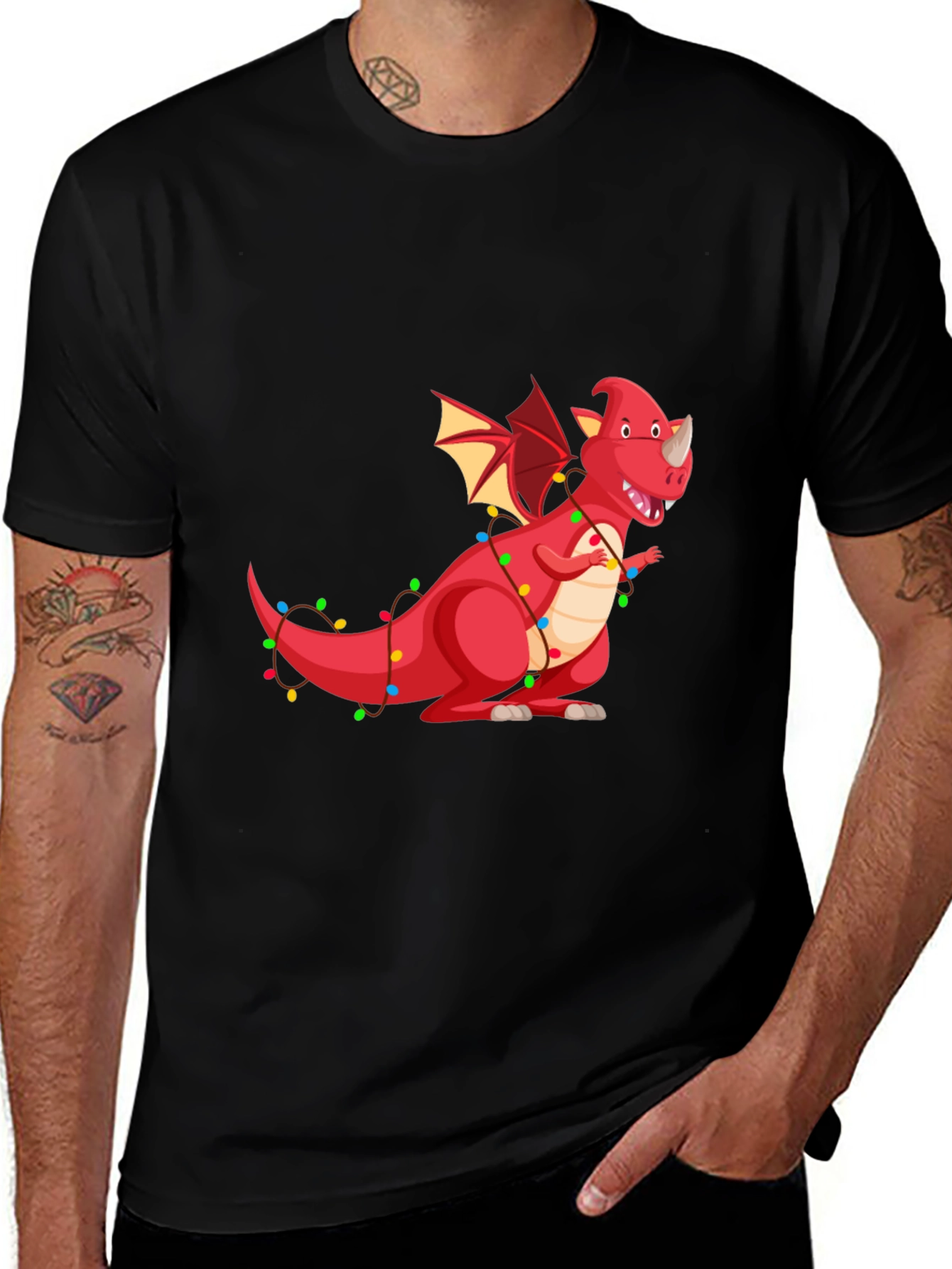 Variant 23 of Festive Dragon Graphic T-Shirt - Holiday Fun