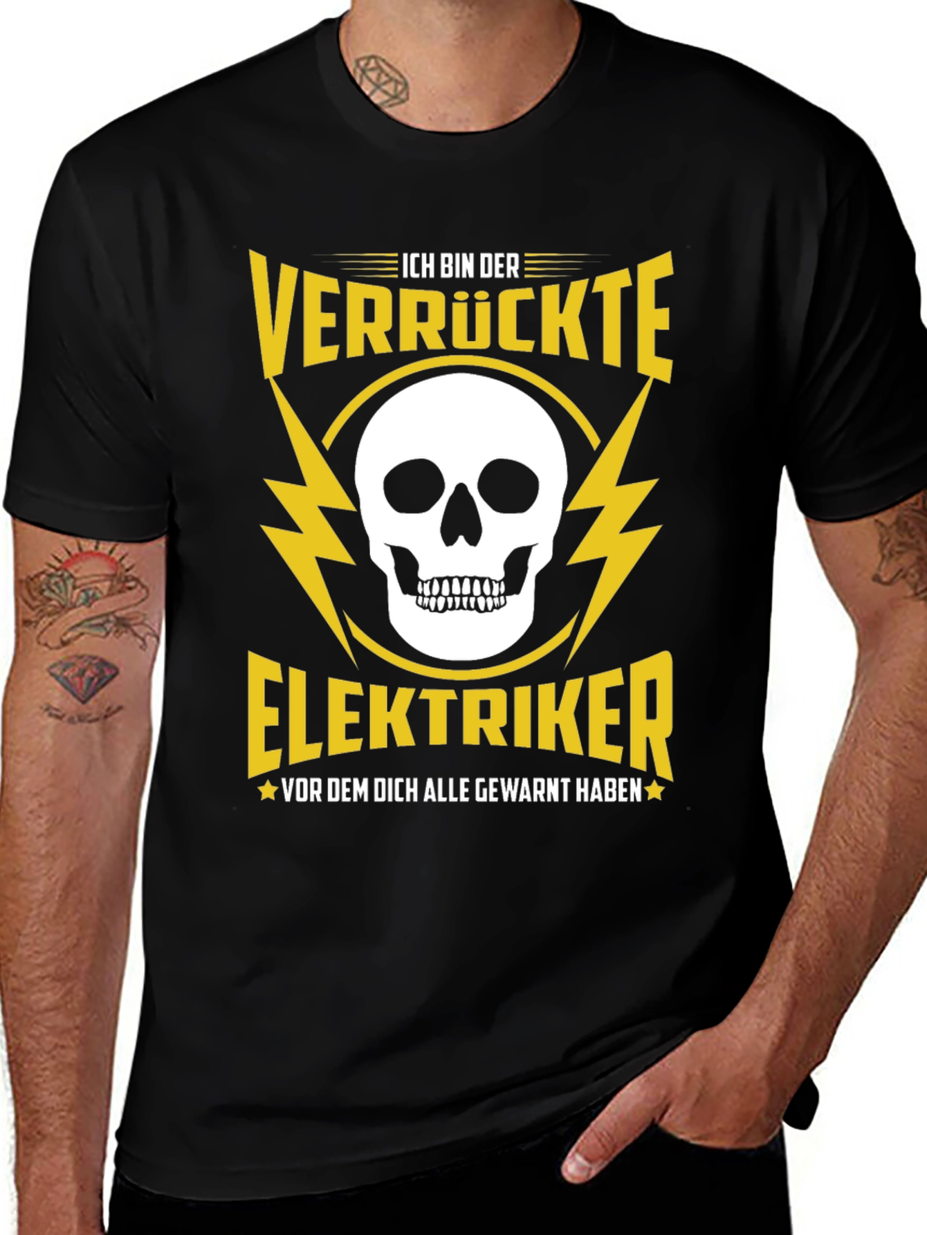 Variant 10 of Crazy Electrician T-Shirt with Skull Design