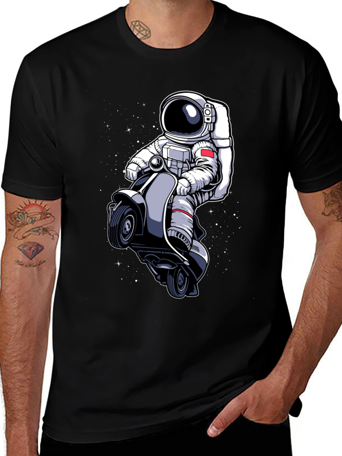 Variant 3 of Astronaut Scooter Graphic T-Shirt