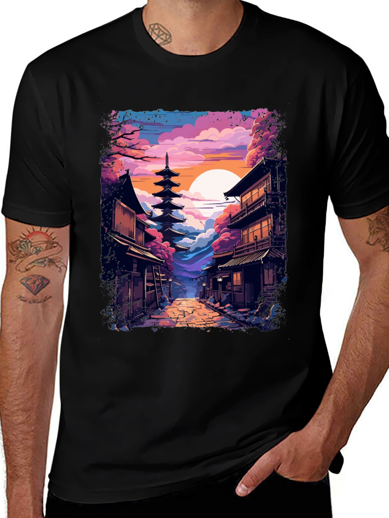 Variant 20 of Japanese Pagoda Graphic Tee - Artistic Streetwear