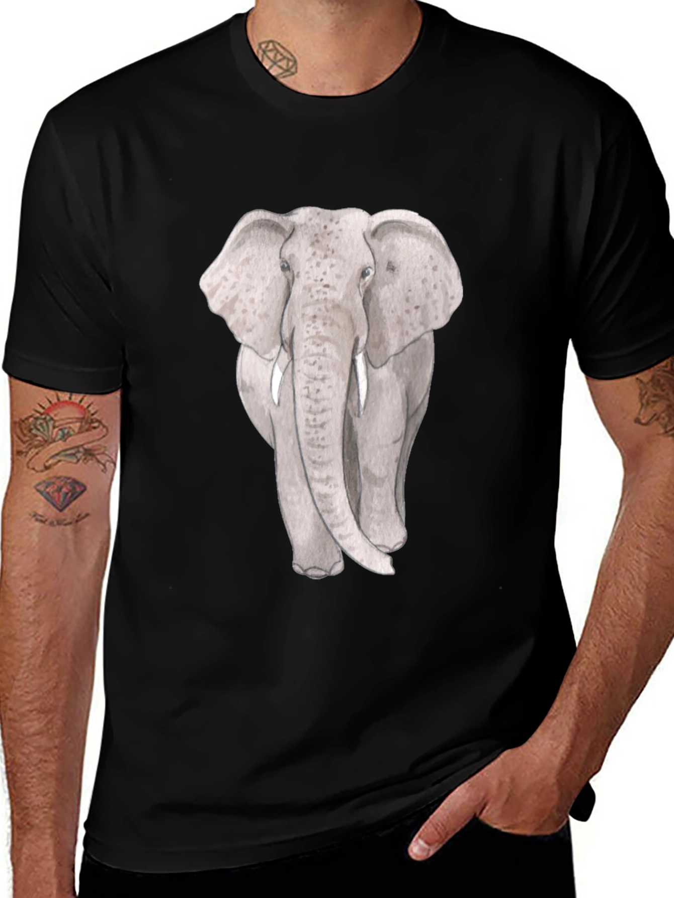 Variant 8 of Elephant Graphic Black T-Shirt