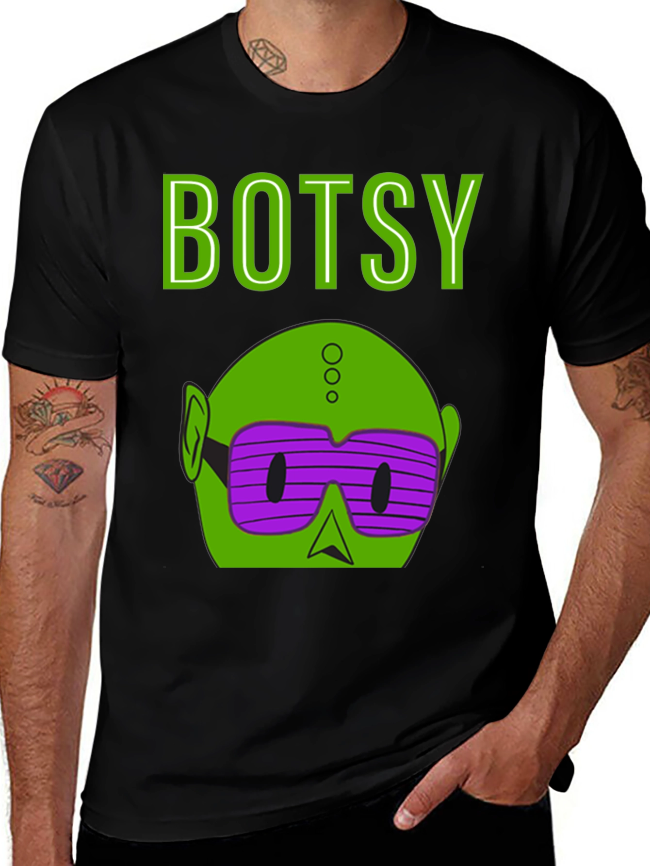Variant 27 of Botsy Graphic T-Shirt - Alien with Purple Glasses