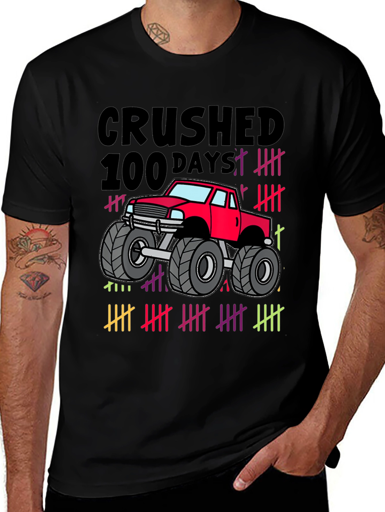Variant 6 of Crushed 100 Days Monster Truck Black T-Shirt