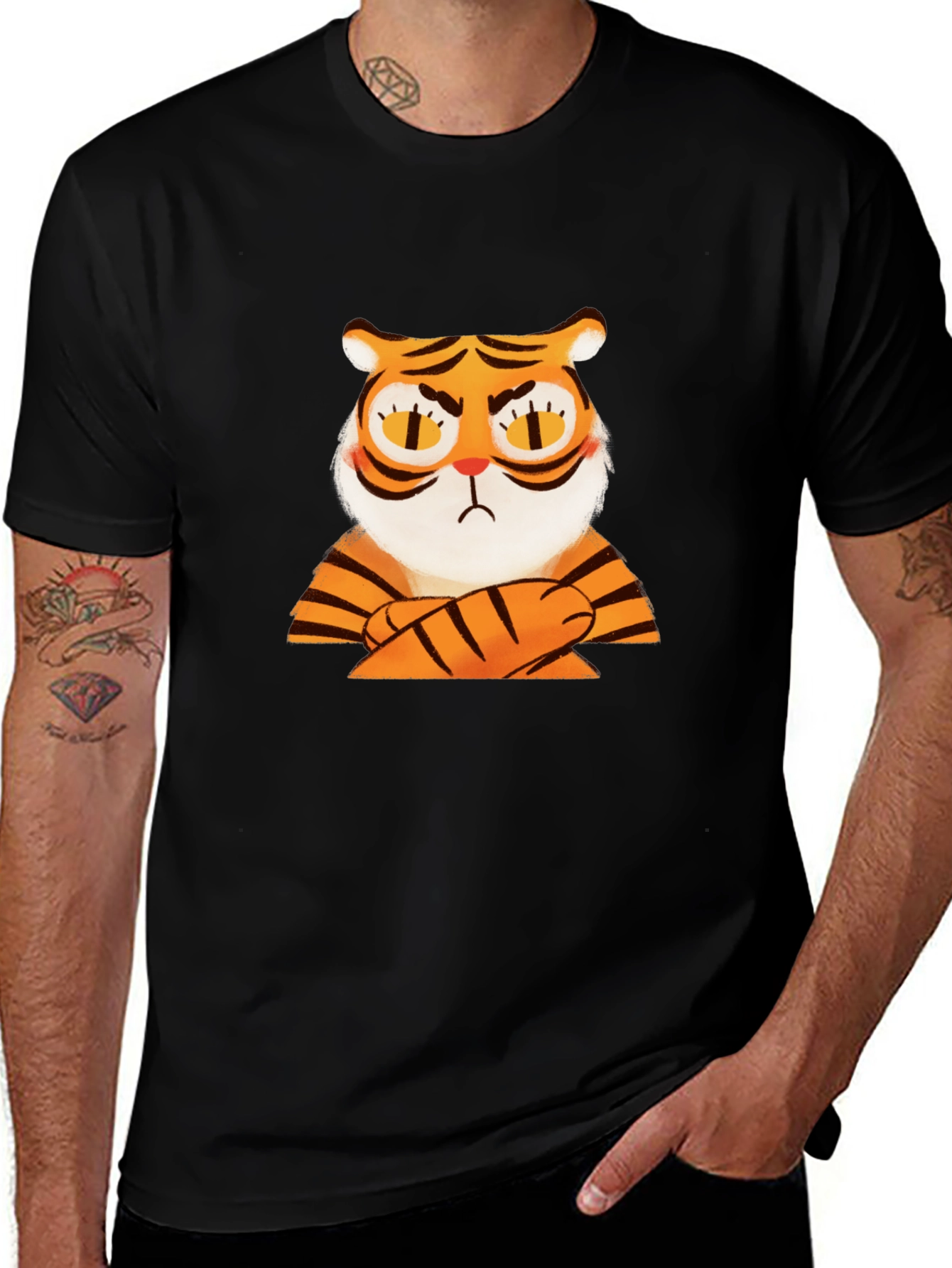 Variant 29 of Grumpy Tiger Graphic T-Shirt - Black