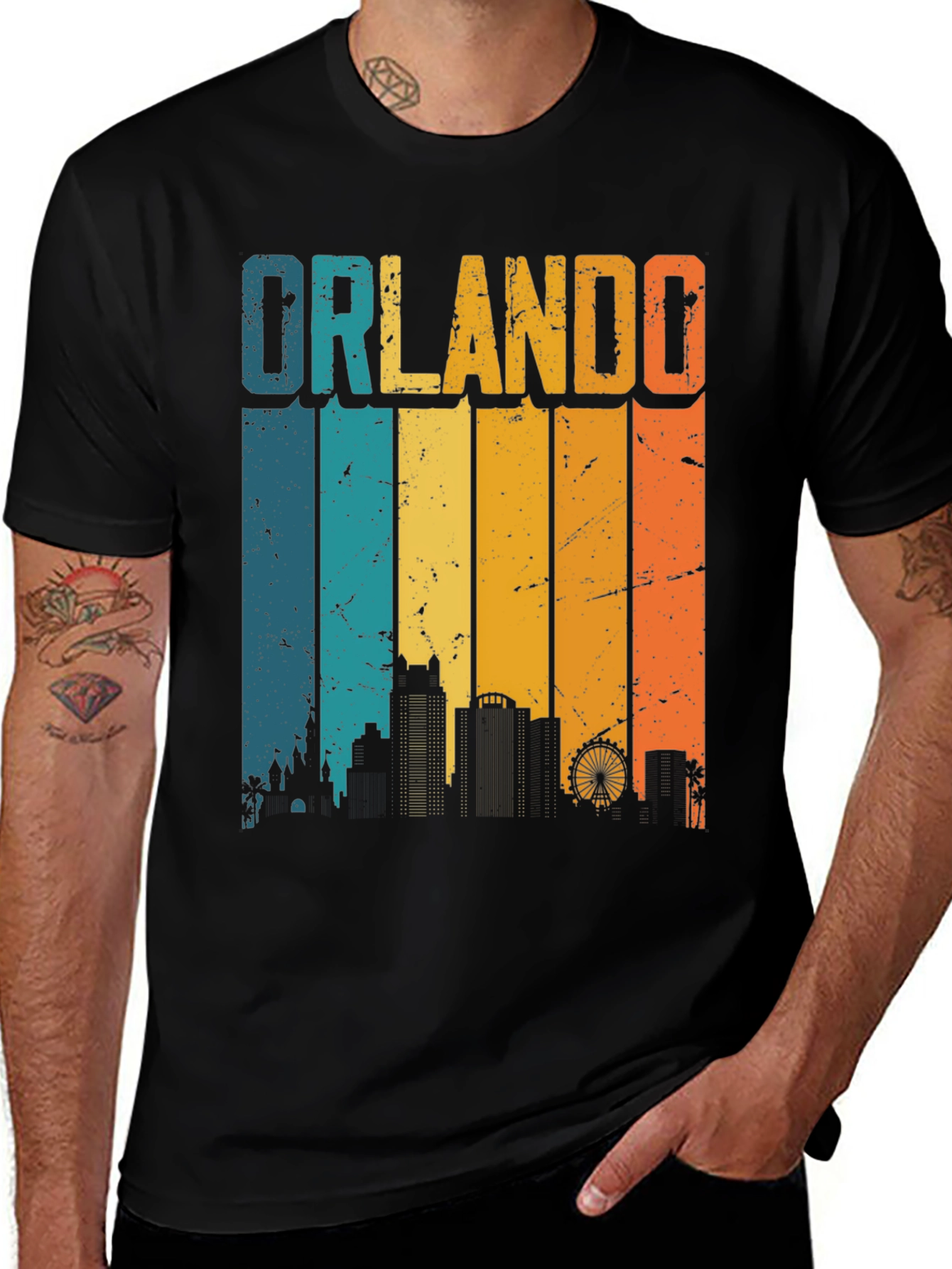 Orlando Skyline Retro Graphic T-Shirt