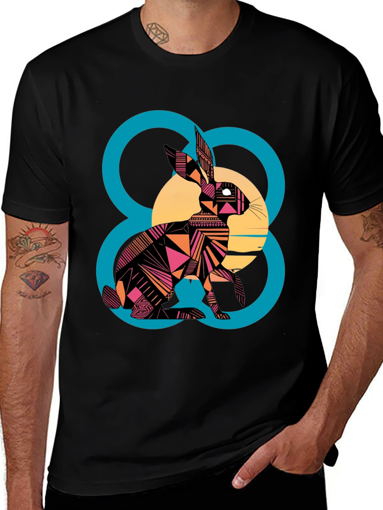 Variant 4 of Geometric Rabbit Graphic Tee - Modern Art Print