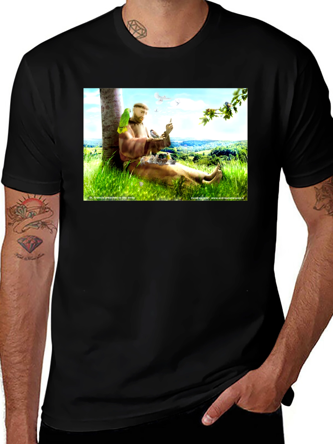 Variant 2 of St. Francis Preaching to the Birds T-Shirt