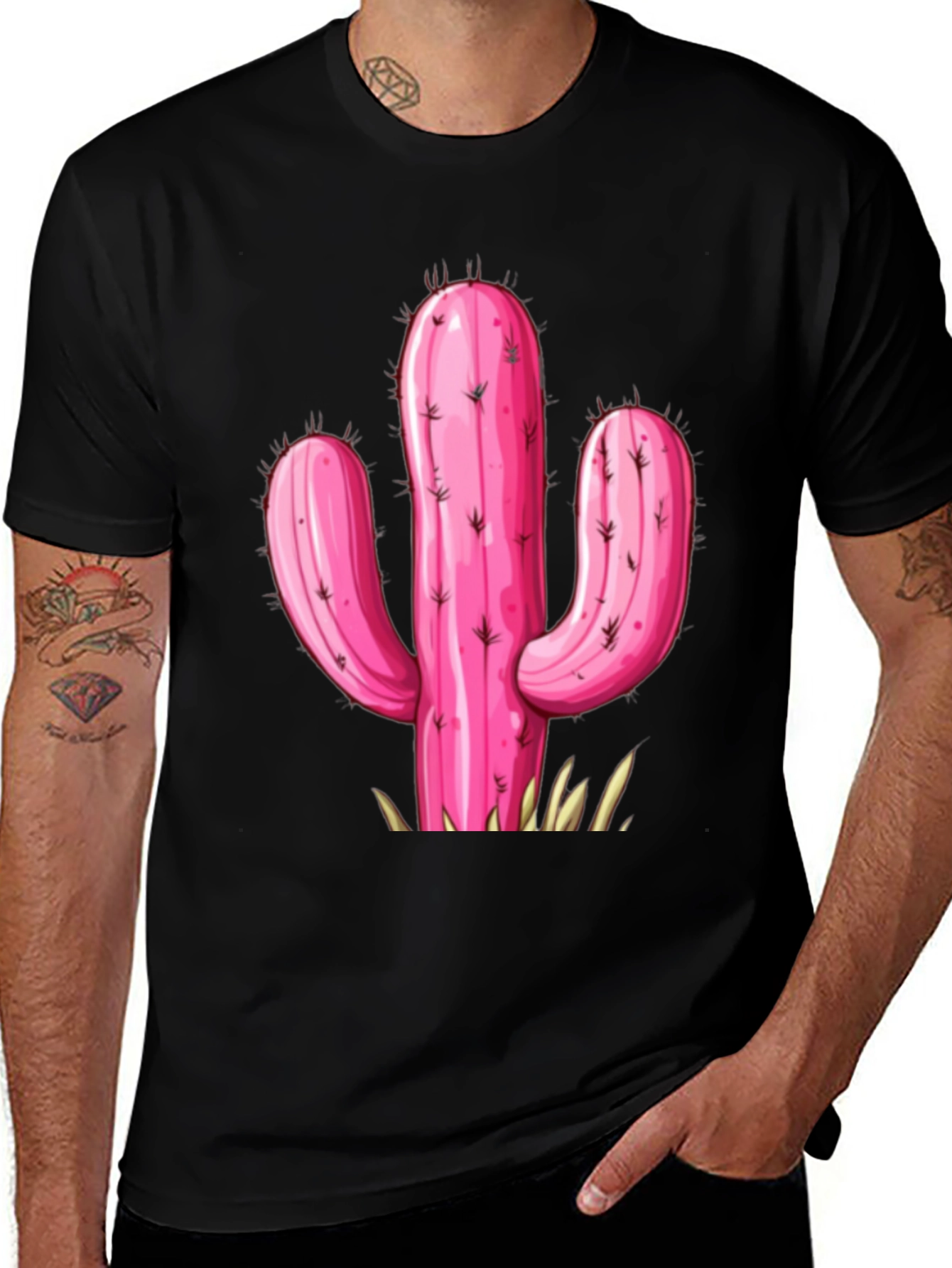 Variant 3 of Pink Cactus Graphic Tee - Stylish Desert Vibe T-Shirt