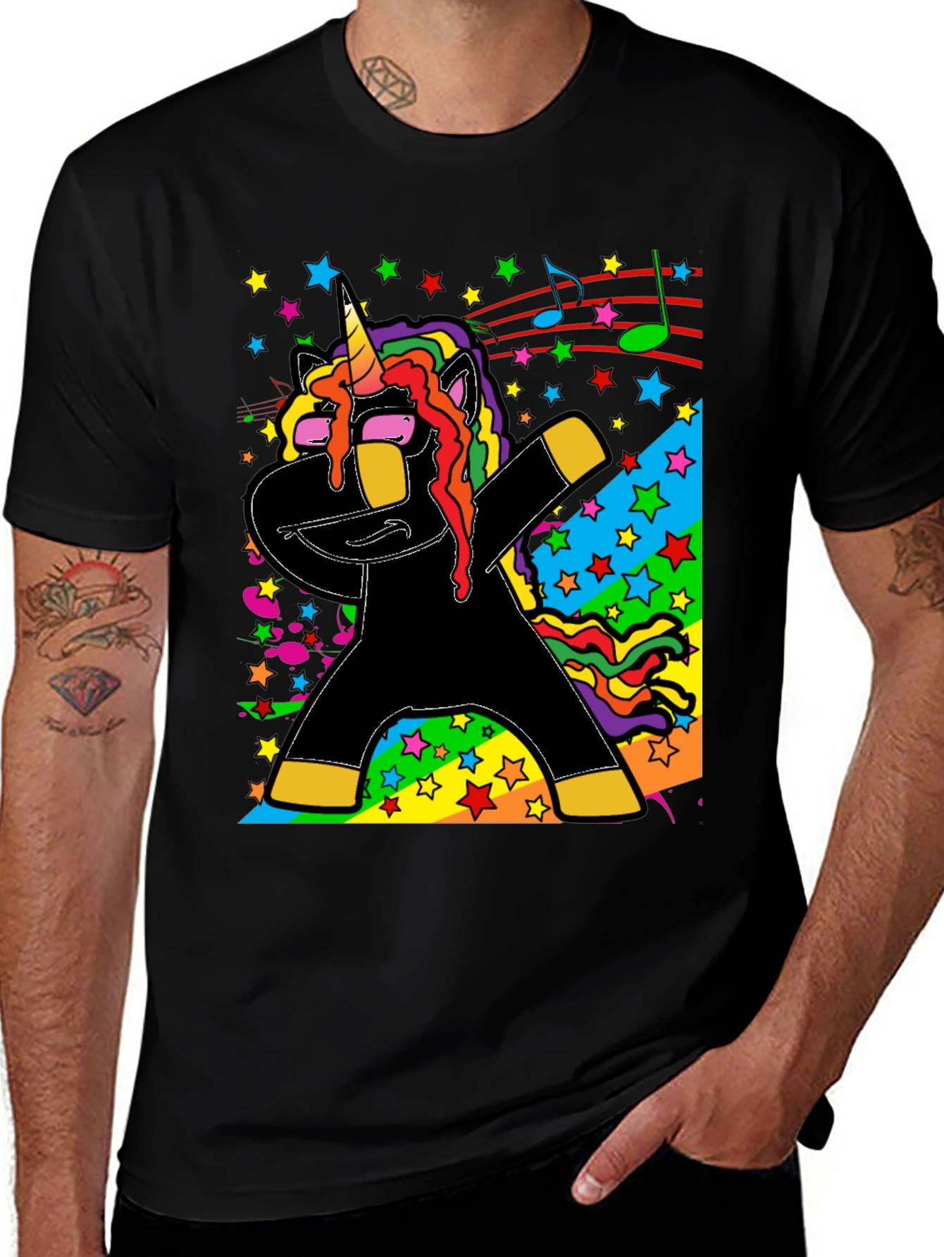 Variant 19 of Dabbing Unicorn Black Graphic Tee