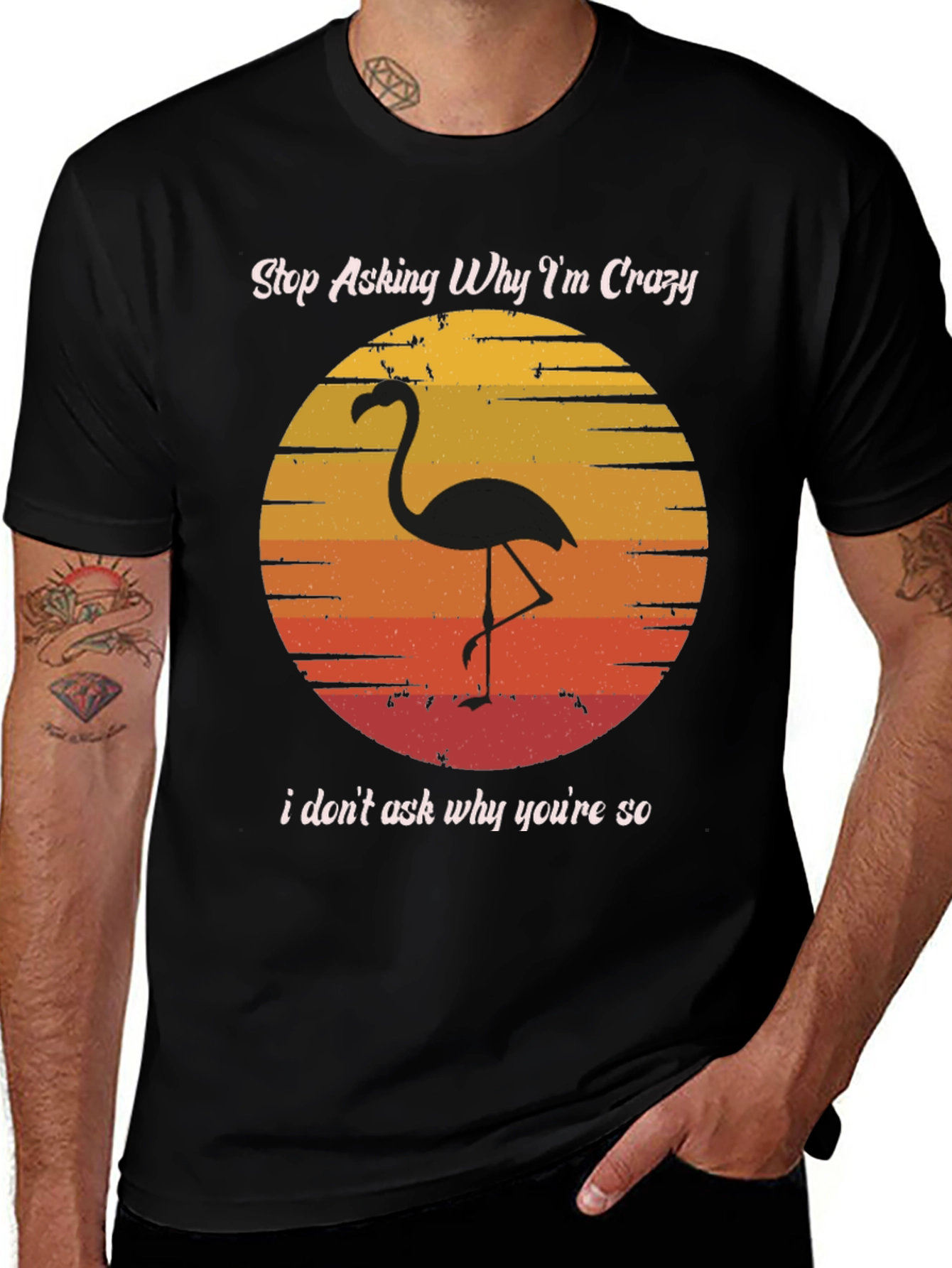 Variant 27 of Funny Flamingo Graphic T-Shirt - Stop Asking Why I'm Crazy