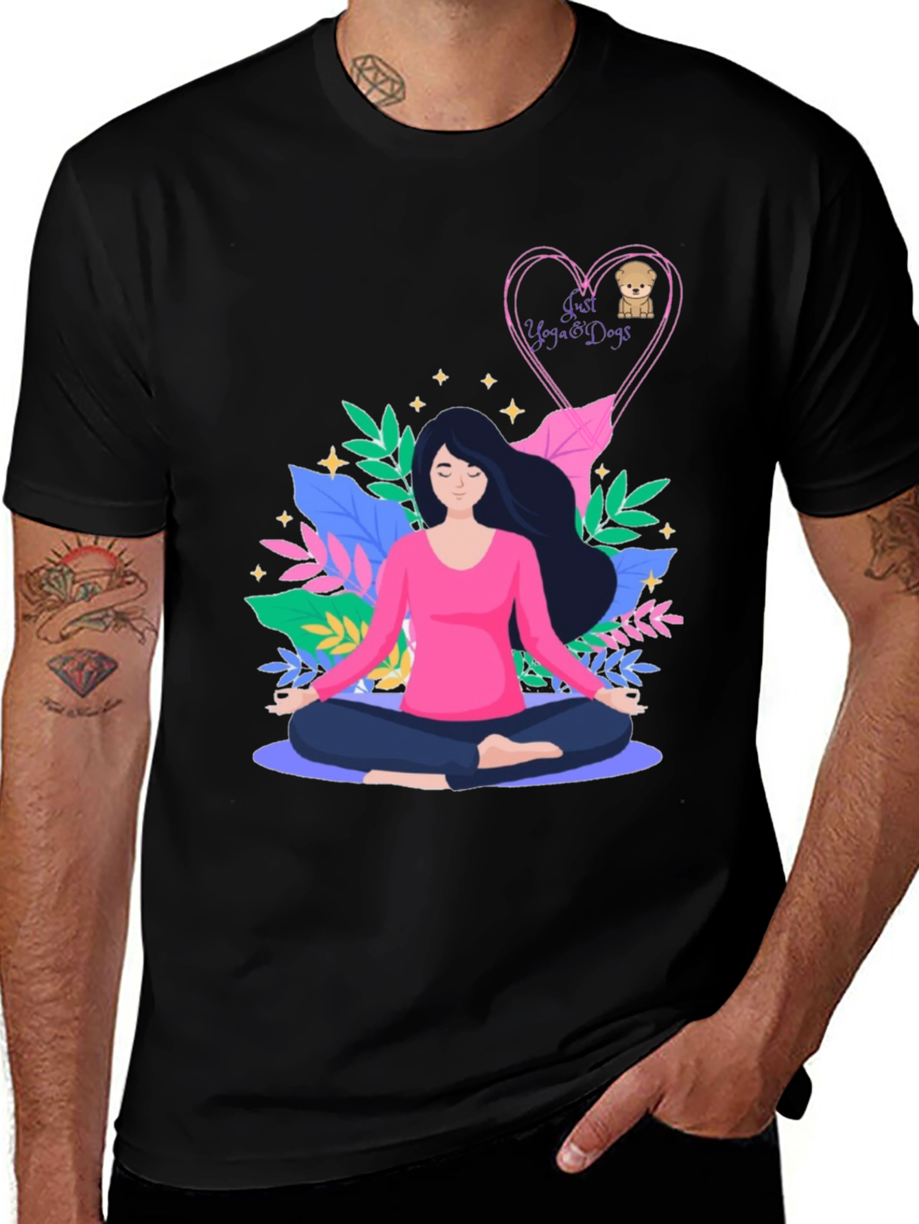 Variant 27 of Yoga & Dogs Graphic Tee - Meditate in Style!