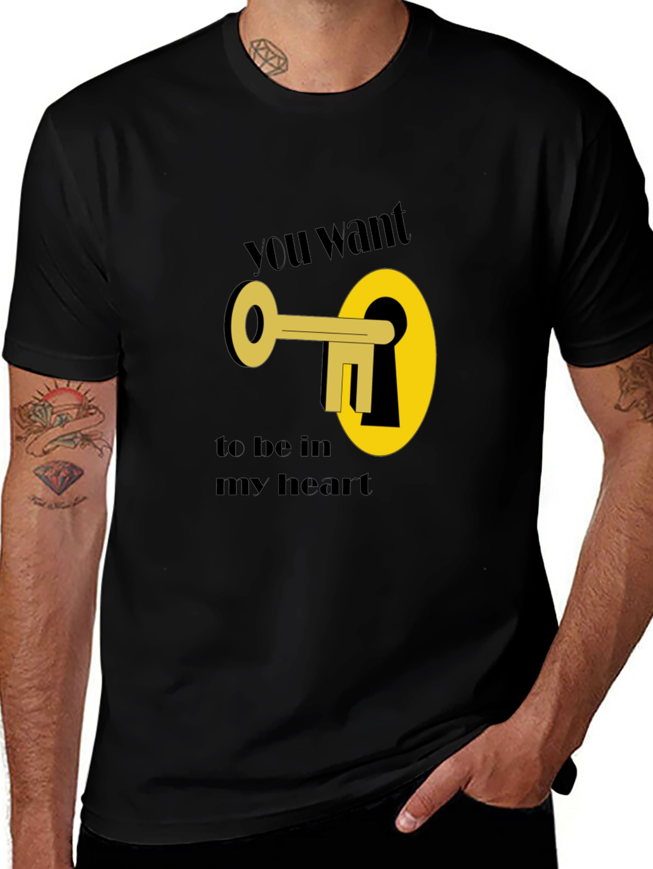 Key to My Heart Graphic T-Shirt - Stylish Black Tee