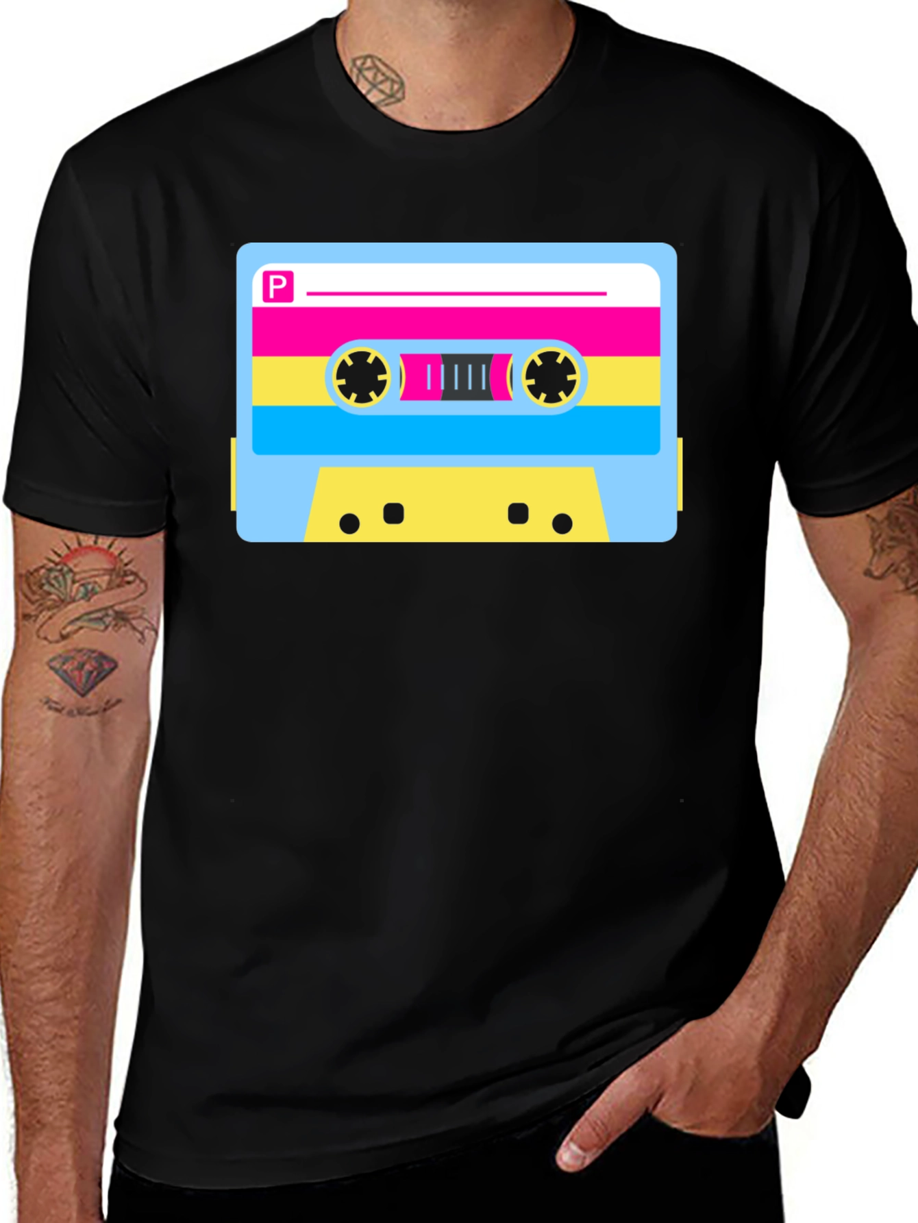 Variant 3 of Retro Cassette Tape Graphic T-Shirt - Black