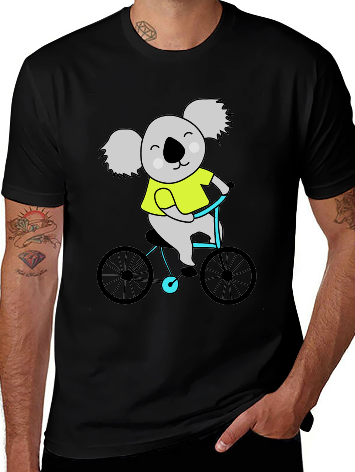 Variant 4 of Koala on Bike Graphic T-Shirt - Black