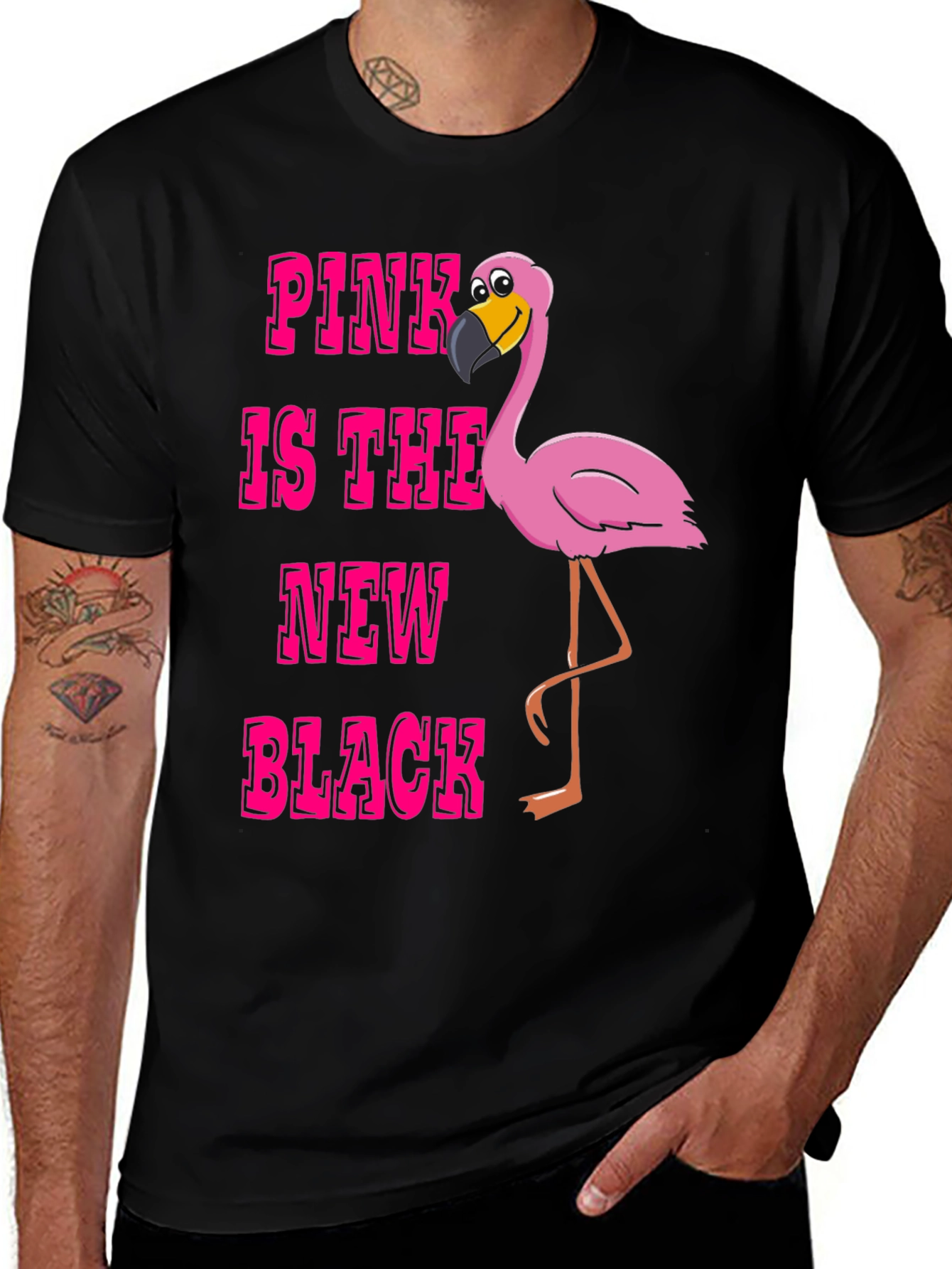 Variant 3 of Pink Flamingo T-Shirt - Pink is the New Black Graphic Tee