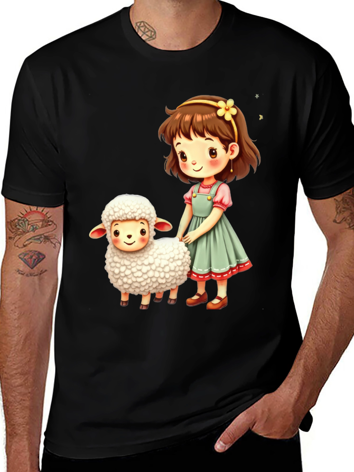 Variant 11 of Cute Girl & Sheep Graphic Tee