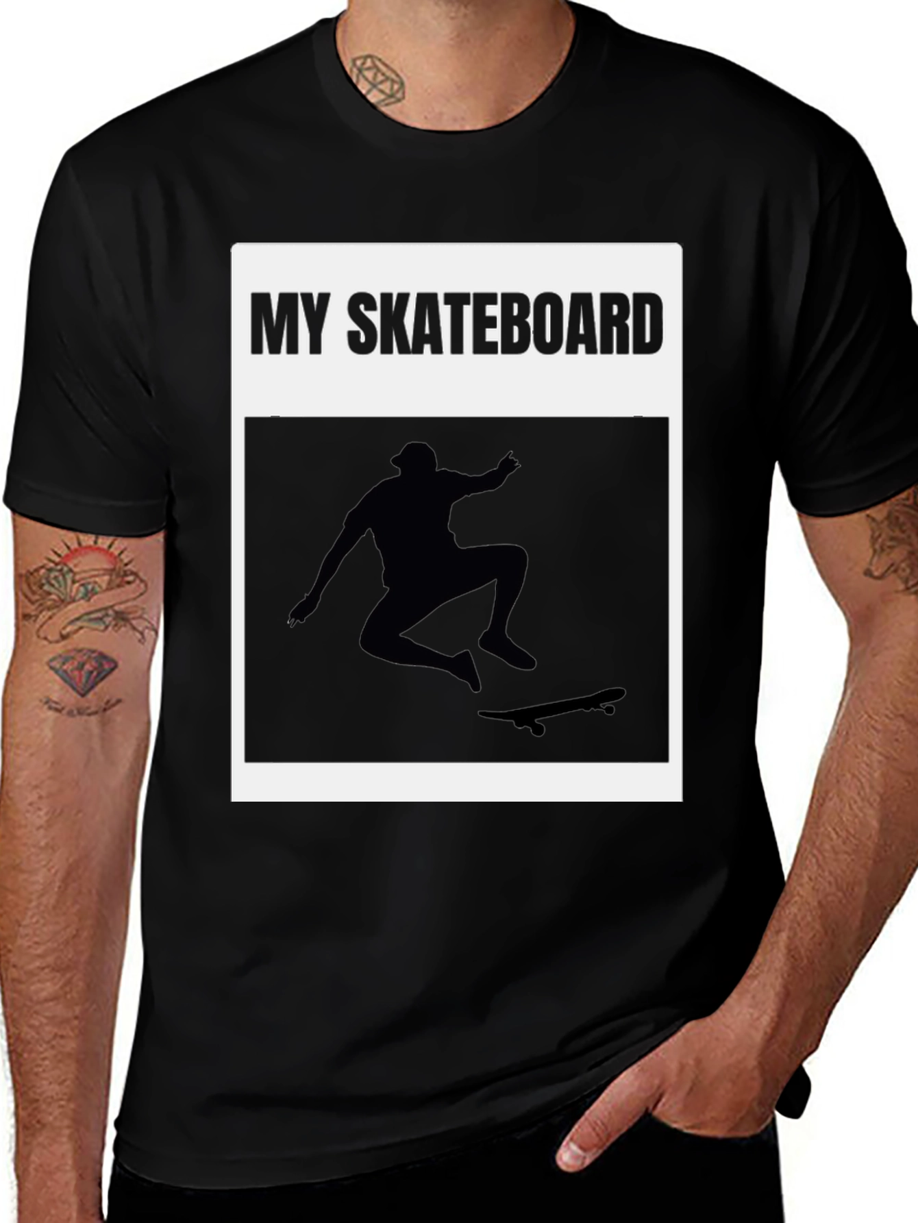 Variant 12 of My Skateboard Graphic T-Shirt - Black