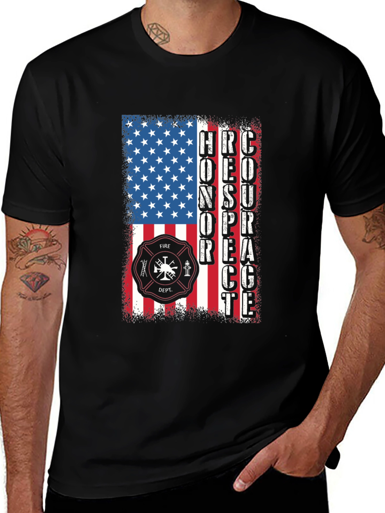 Variant 26 of Firefighter Honor Respect Courage American Flag T-Shirt