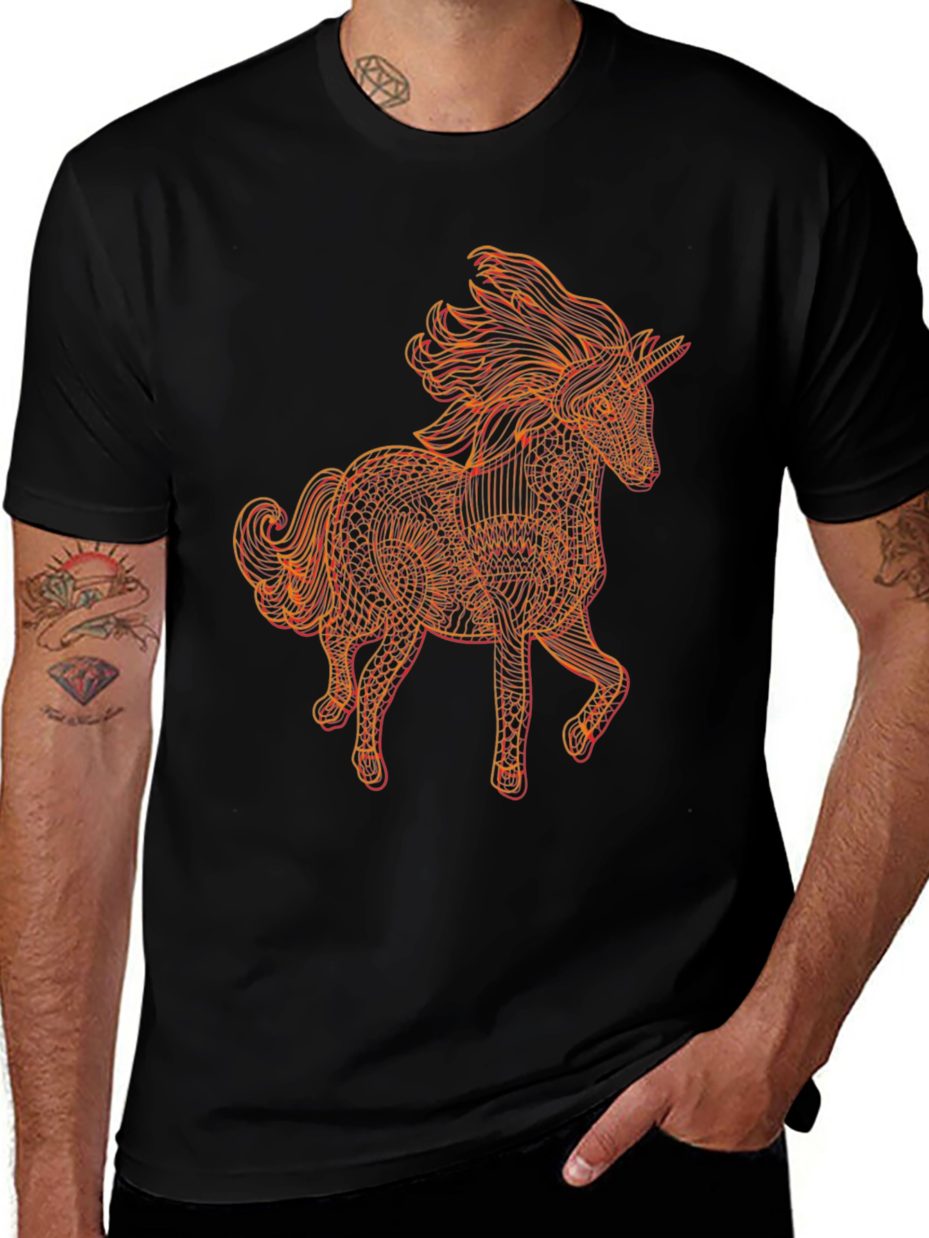 Variant 5 of Unicorn Graphic T-Shirt - Black Cotton Tee
