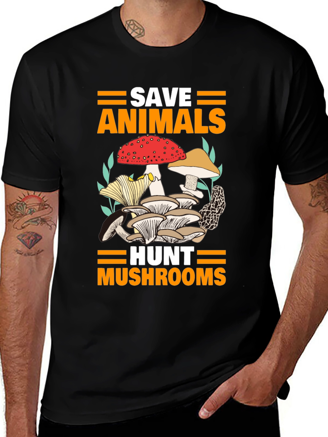 Variant 8 of Save Animals Hunt Mushrooms Graphic T-Shirt