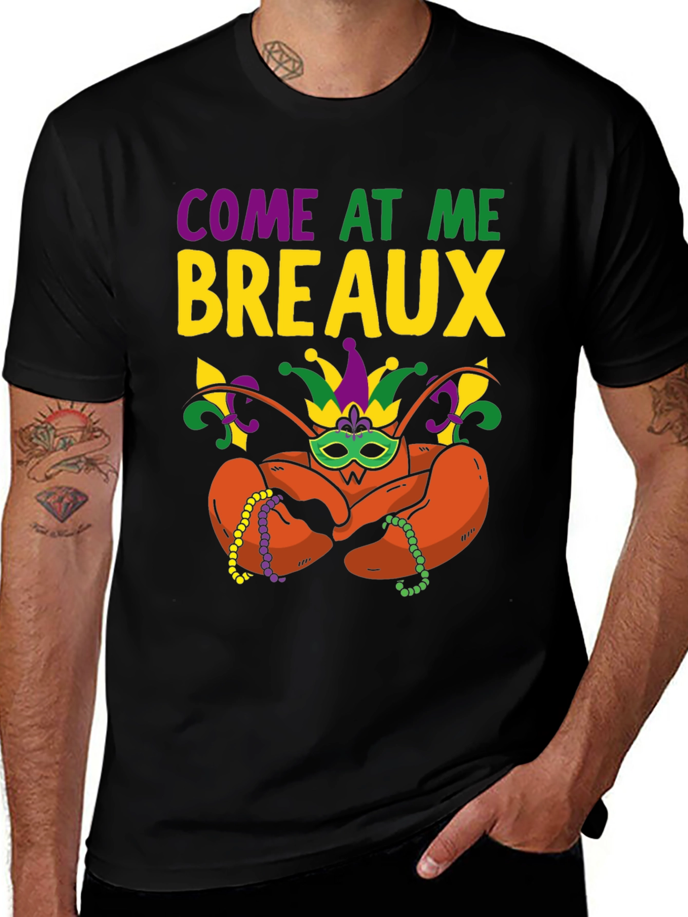 Come At Me Breaux T-Shirt Mardi Gras Lobster Graphic Tee