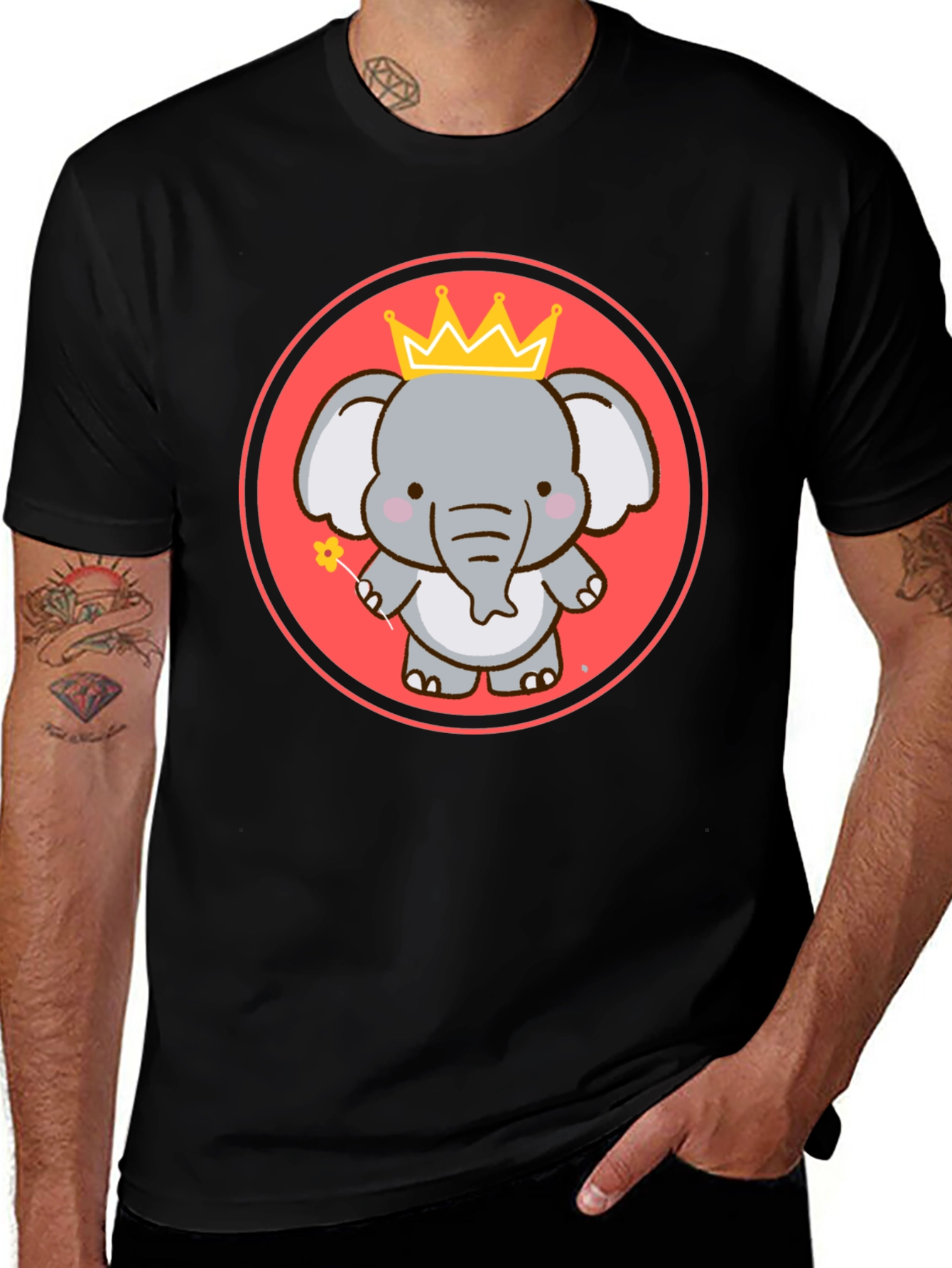 Variant 13 of Cute Elephant Prince Black T-shirt