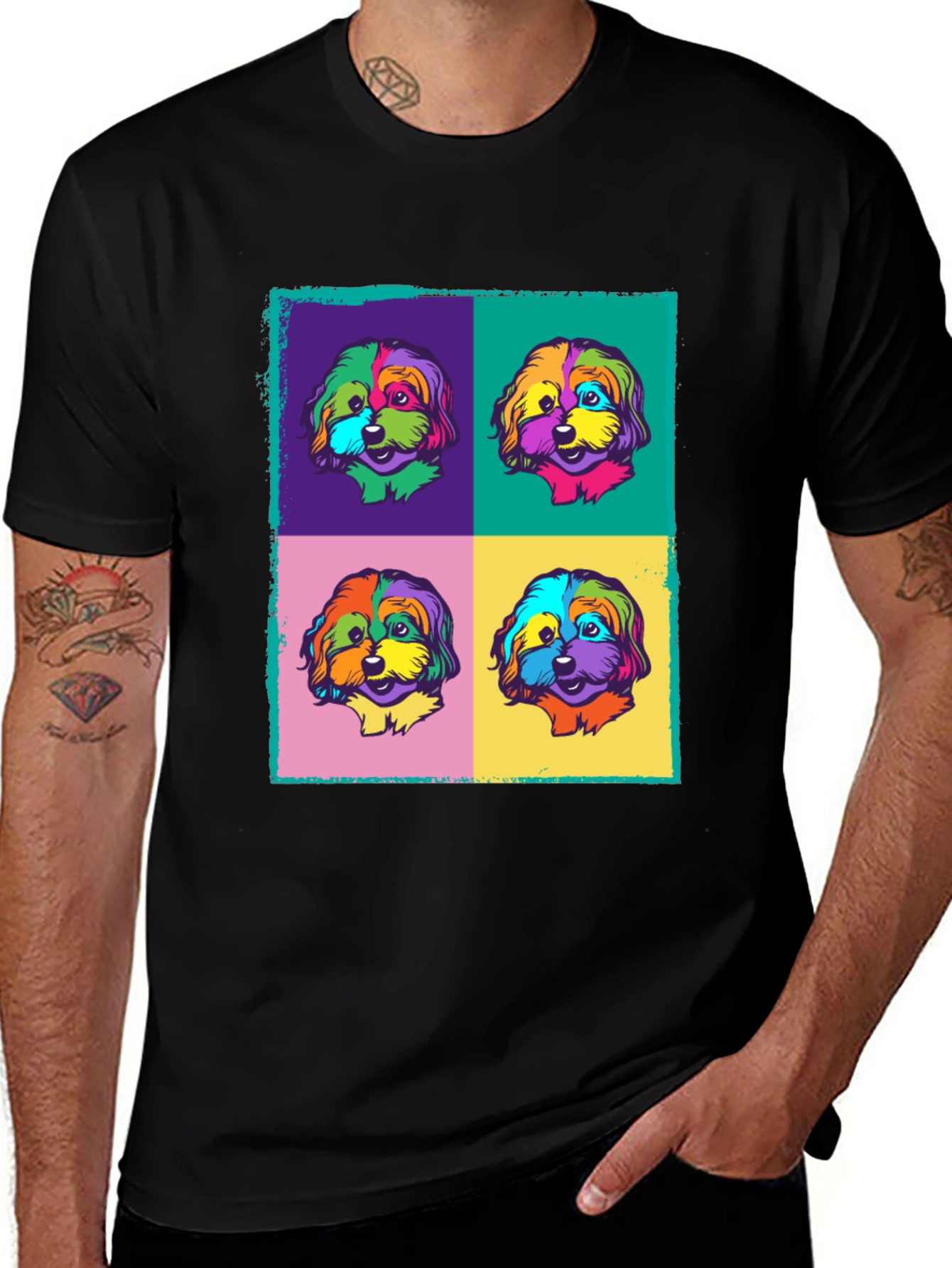Variant 15 of Pop Art Dog T-Shirt - Colorful Canine Graphic Tee