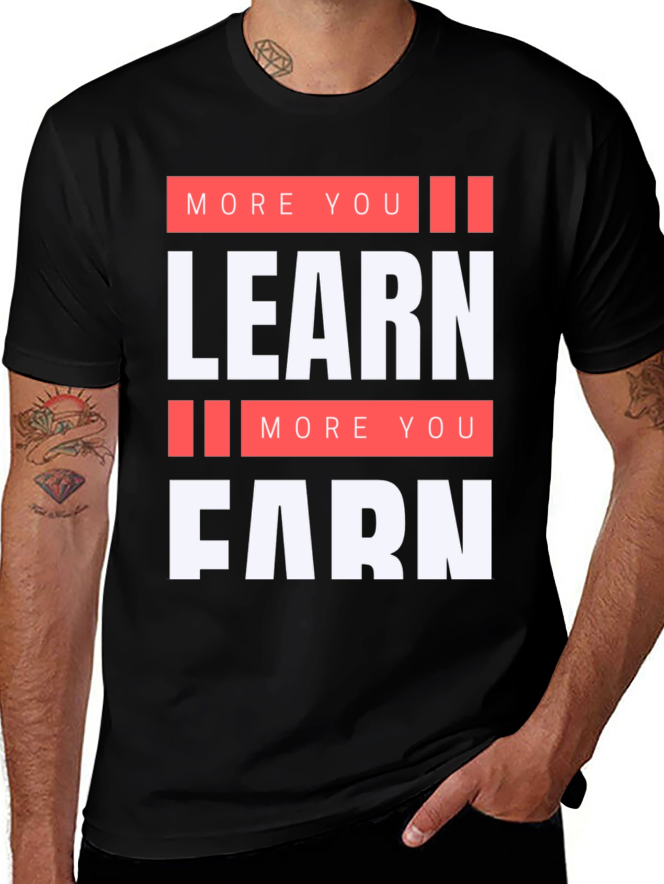 Variant 18 of Learn More, Earn More Black T-Shirt