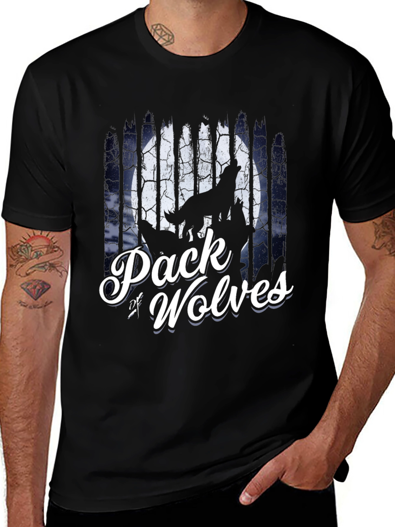 Variant 10 of Pack of Wolves Graphic Tee - Black