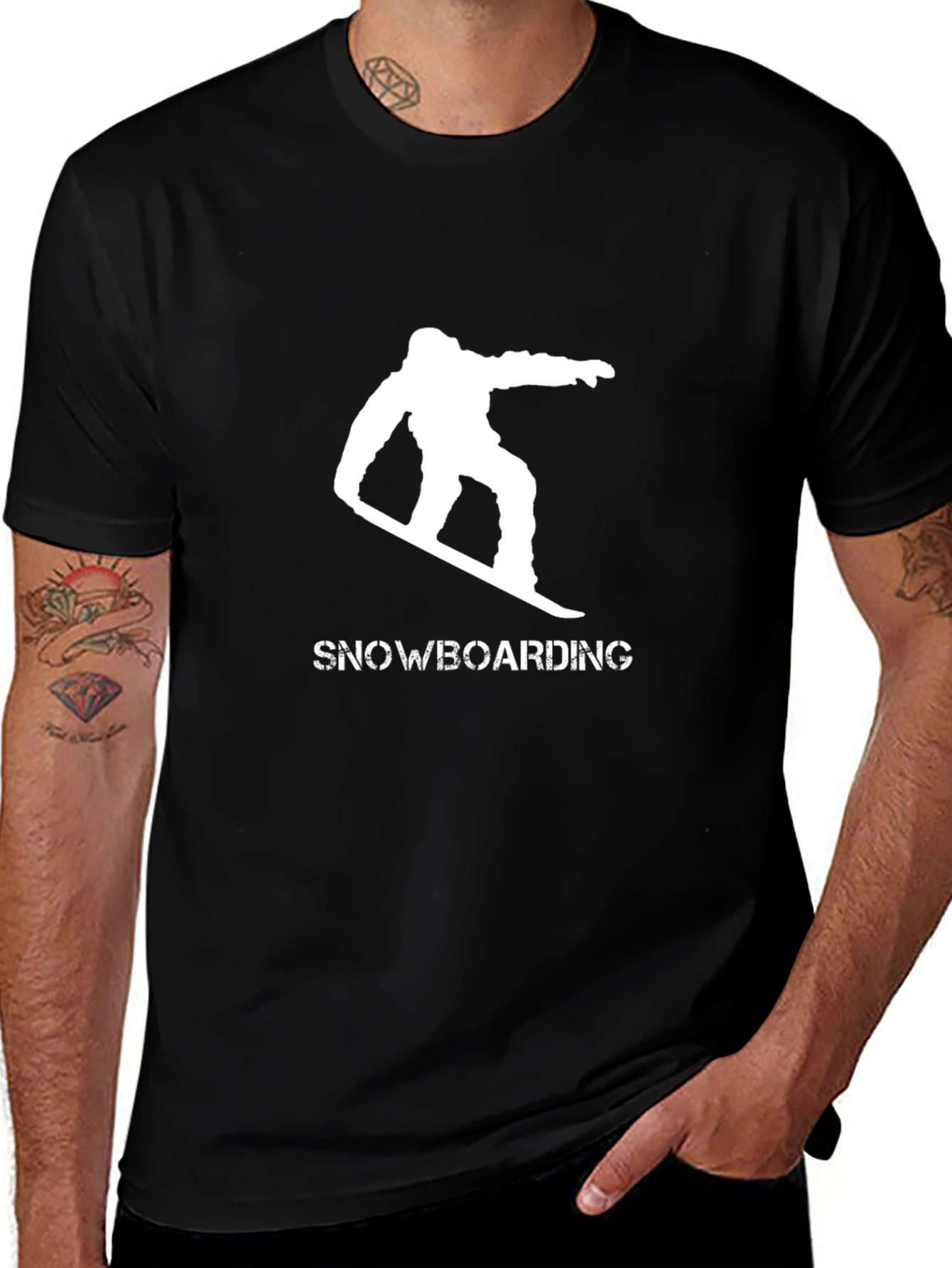 Variant 18 of Snowboarding Graphic Tee - Black Cotton Blend