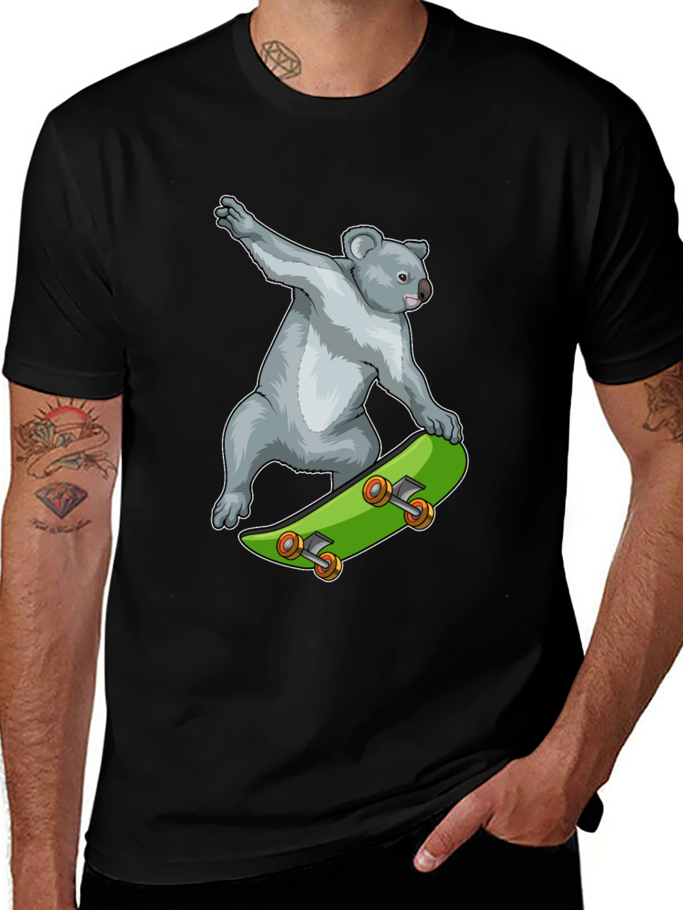 Variant 14 of Koala Skateboard T-Shirt - Black