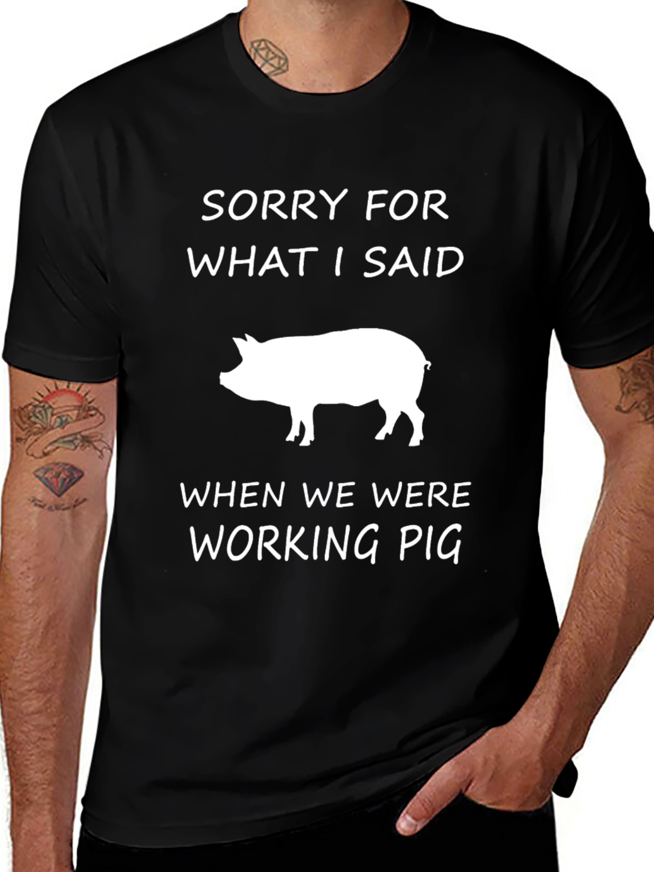 Variant 8 of Sorry Working Pig T-Shirt - Funny Graphic Tee