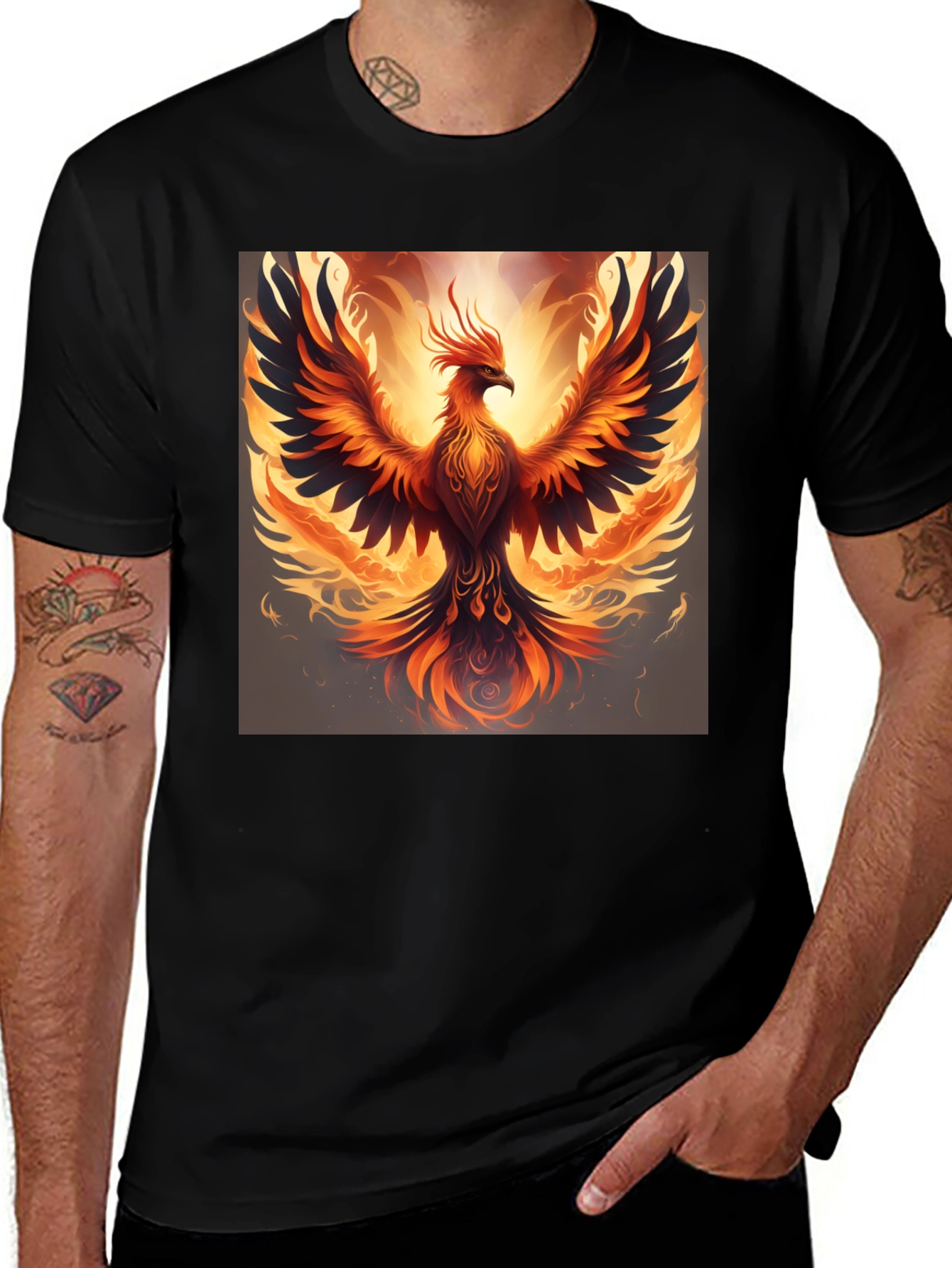 Variant 7 of Phoenix Graphic Print Black T-Shirt