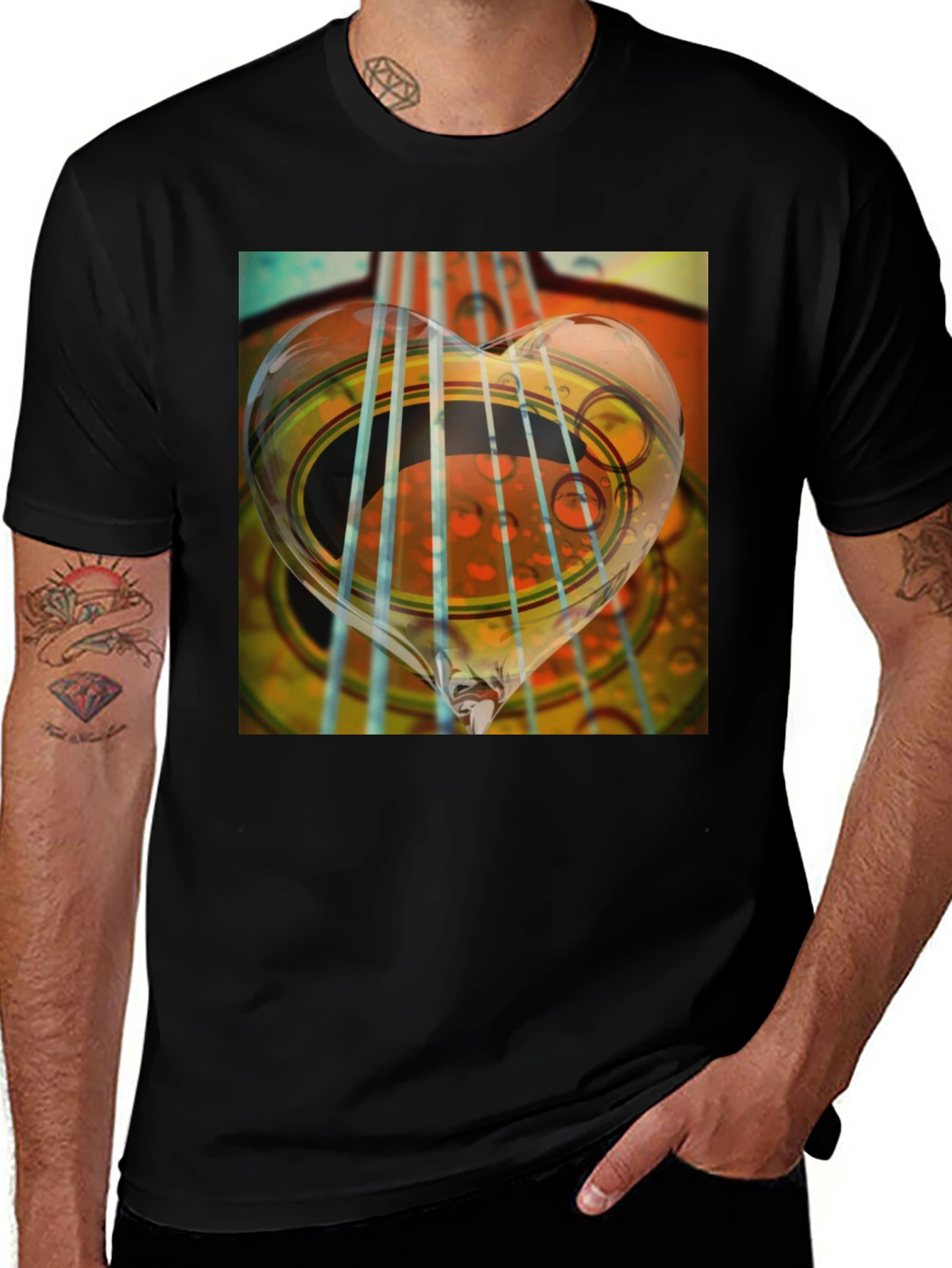 Variant 26 of Guitar Heart String Graphic Tee