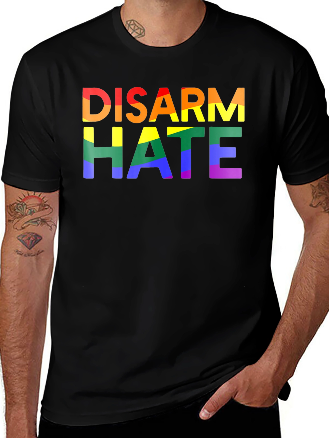 Disarm Hate LGBTQ+ Pride Rainbow T-Shirt