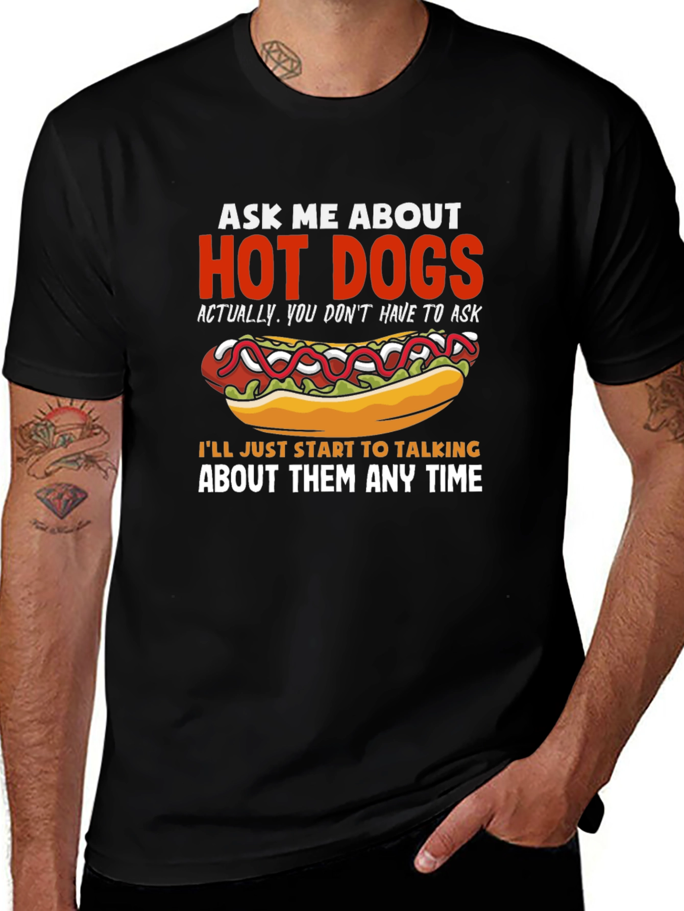 Variant 30 of Hot Dog Lover T-Shirt - Ask Me About Hot Dogs!