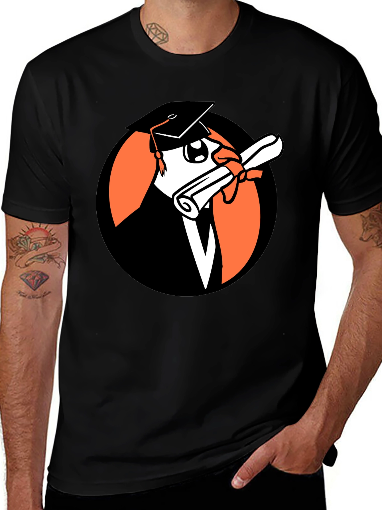 Variant 10 of Graduation Owl Graphic Tee - Black