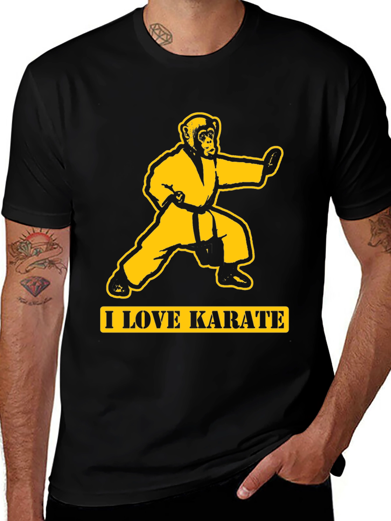 Variant 30 of Karate Monkey T-Shirt - Black Cotton Tee