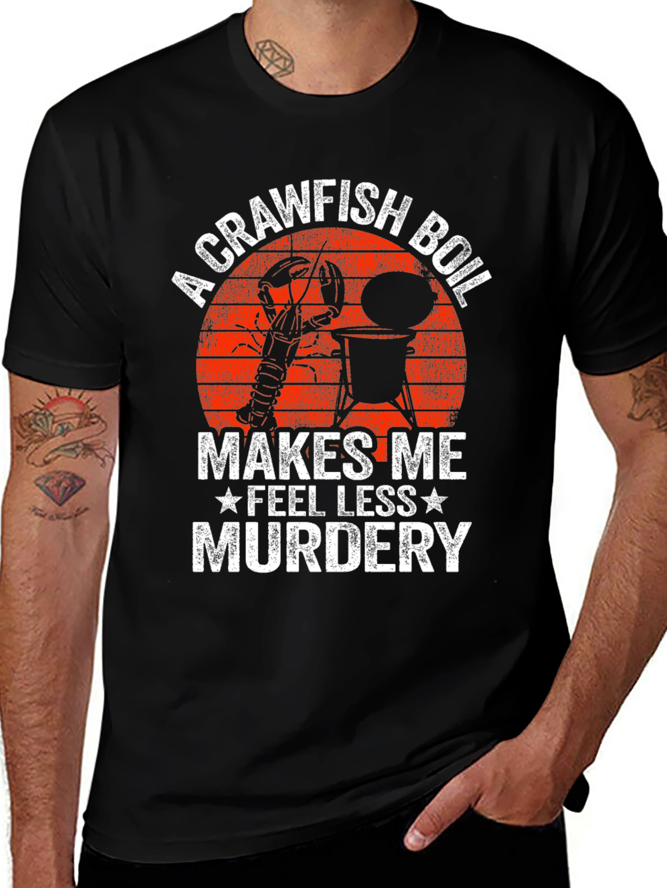 Variant 9 of Crawfish Boil Graphic Tee - Makes Me Feel Less Murdery T-Shirt