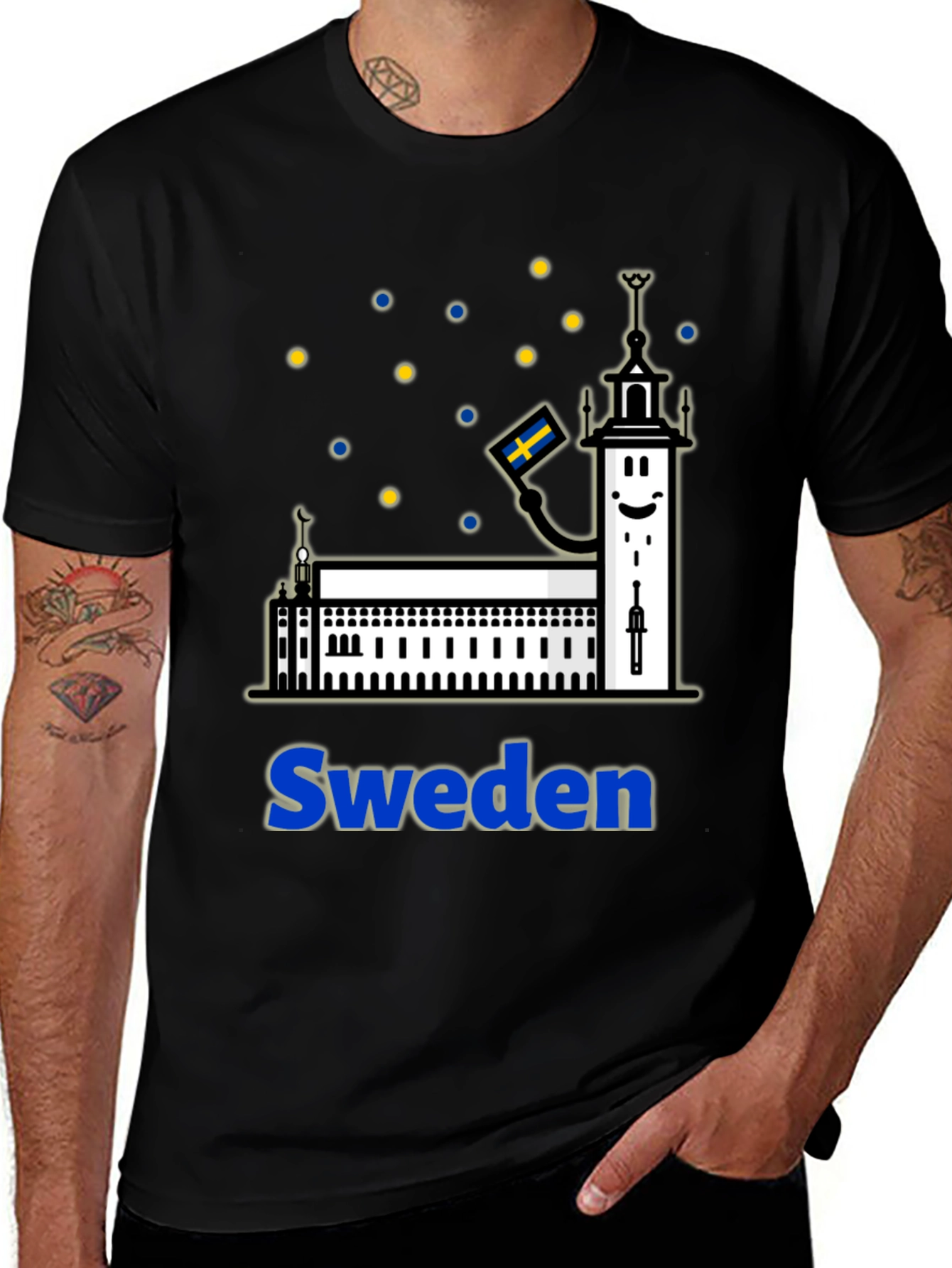 Sweden Building Design T-Shirt, Travel Tee