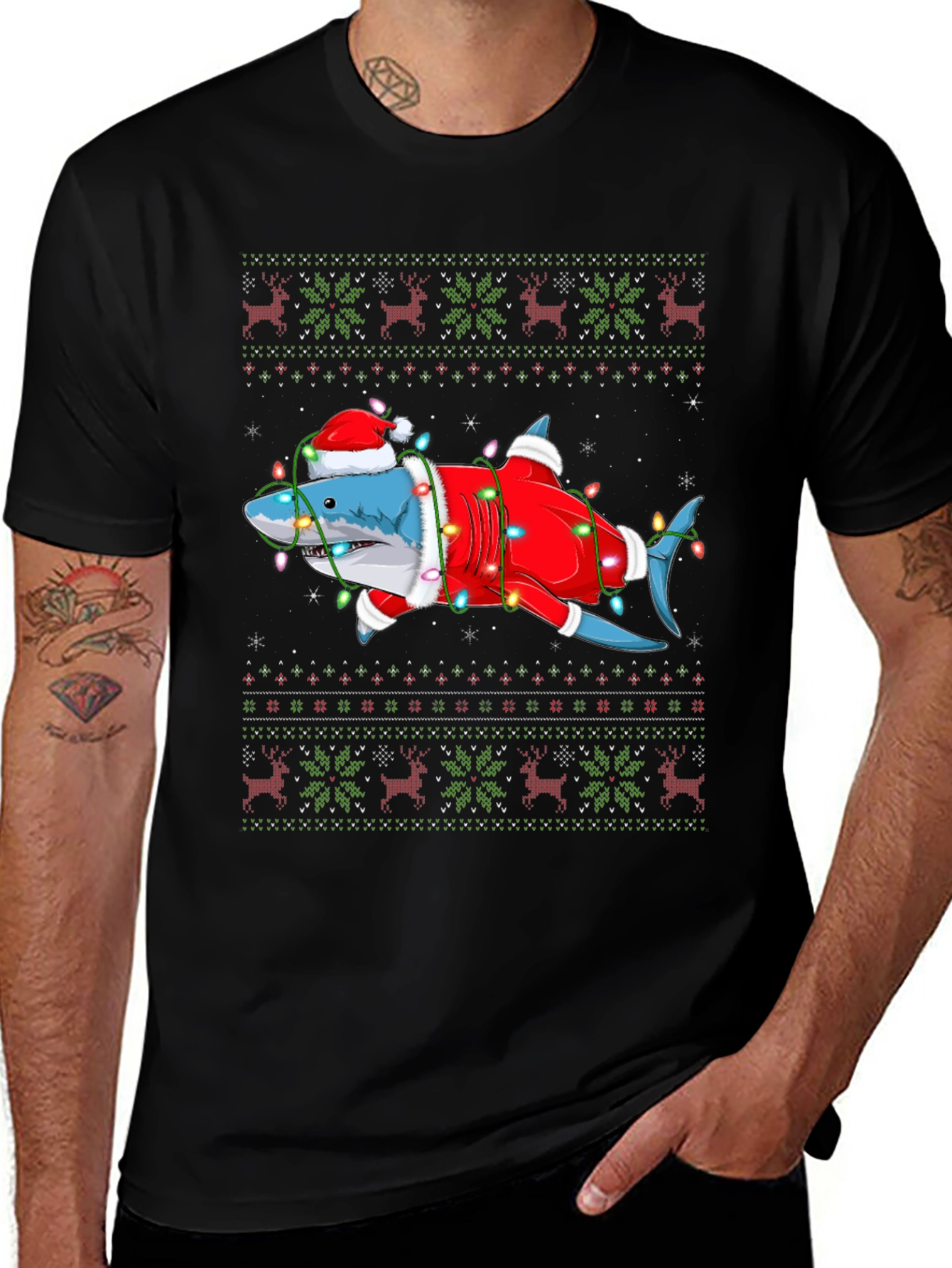 Variant 22 of Festive Shark Christmas T-Shirt